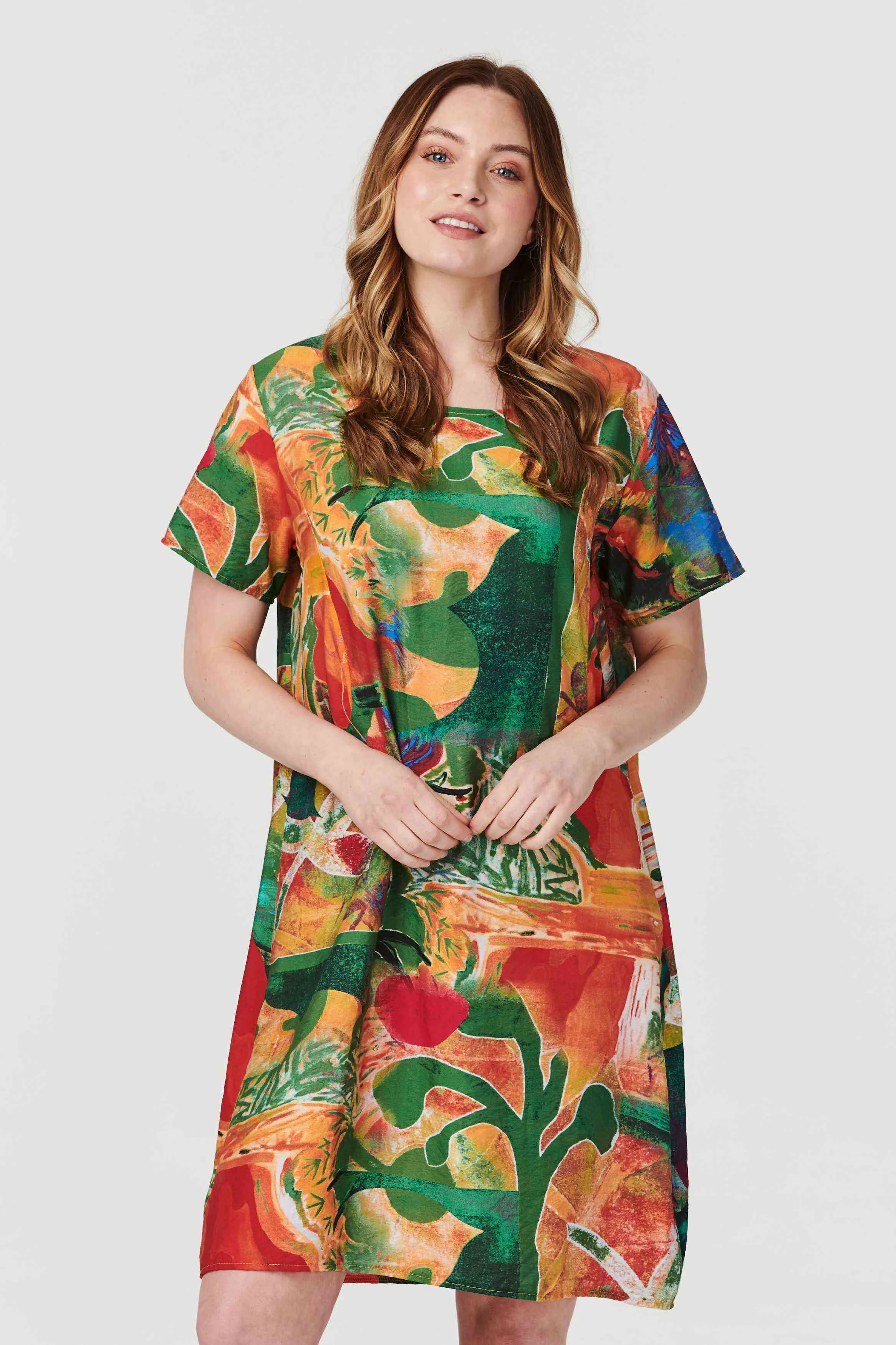 Abstract Print Tunic Dress