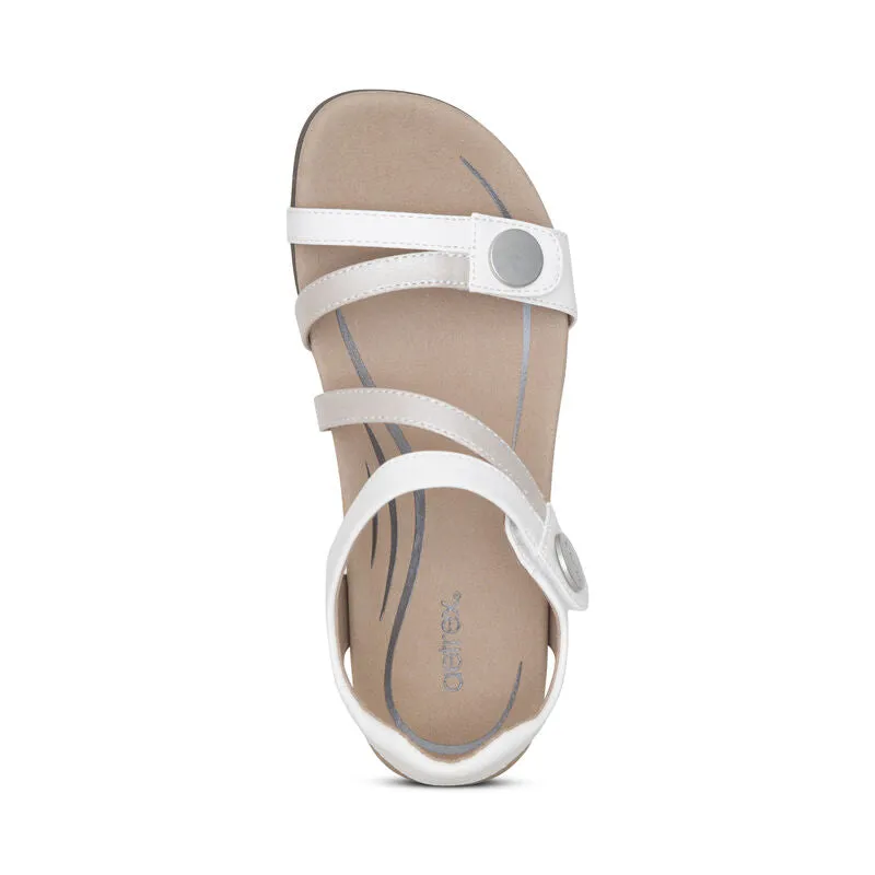 Aetrex Women's Jess Adjustable Quarter Strap Sandal - White SE211