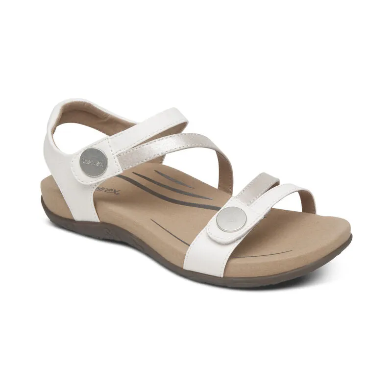 Aetrex Women's Jess Adjustable Quarter Strap Sandal - White SE211