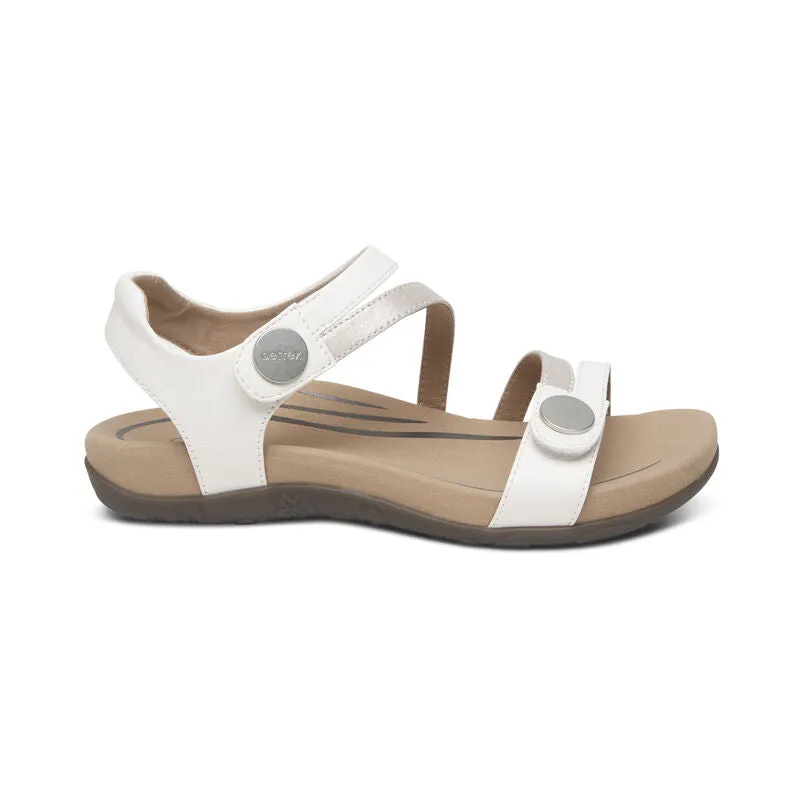 Aetrex Women's Jess Adjustable Quarter Strap Sandal - White SE211