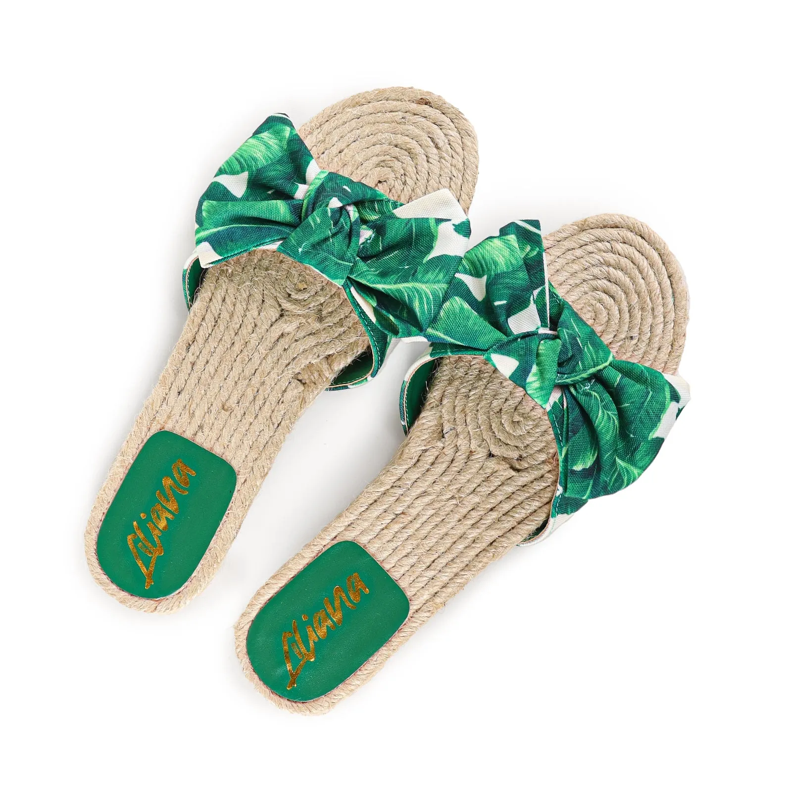 AILEEN-3 ESPADRILLE SLIDER WITH SINGLE BOW-PALM