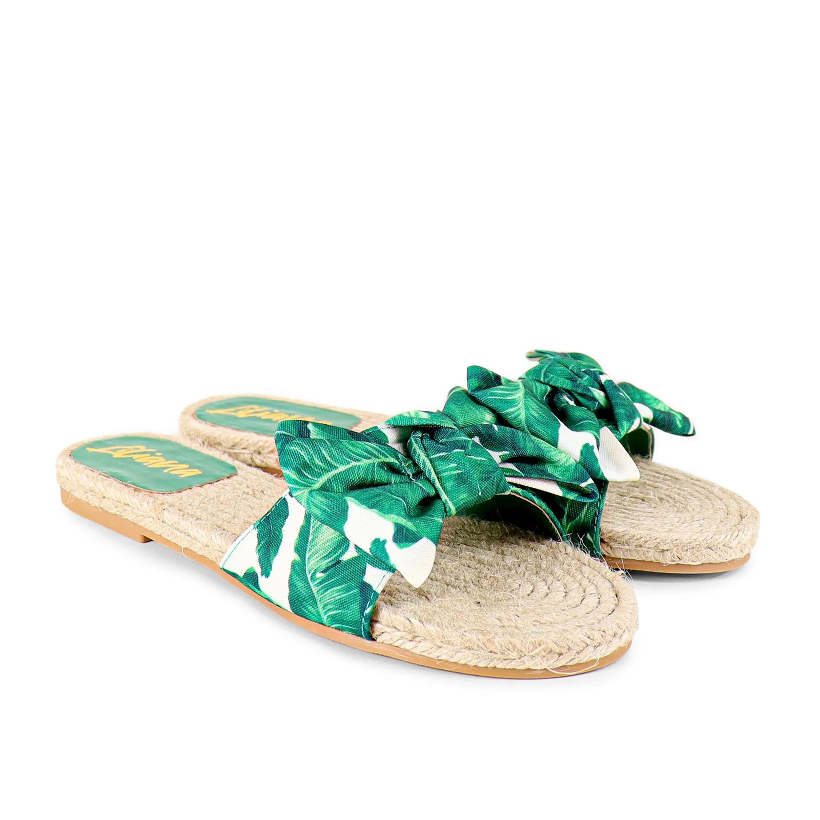 AILEEN-3 ESPADRILLE SLIDER WITH SINGLE BOW-PALM