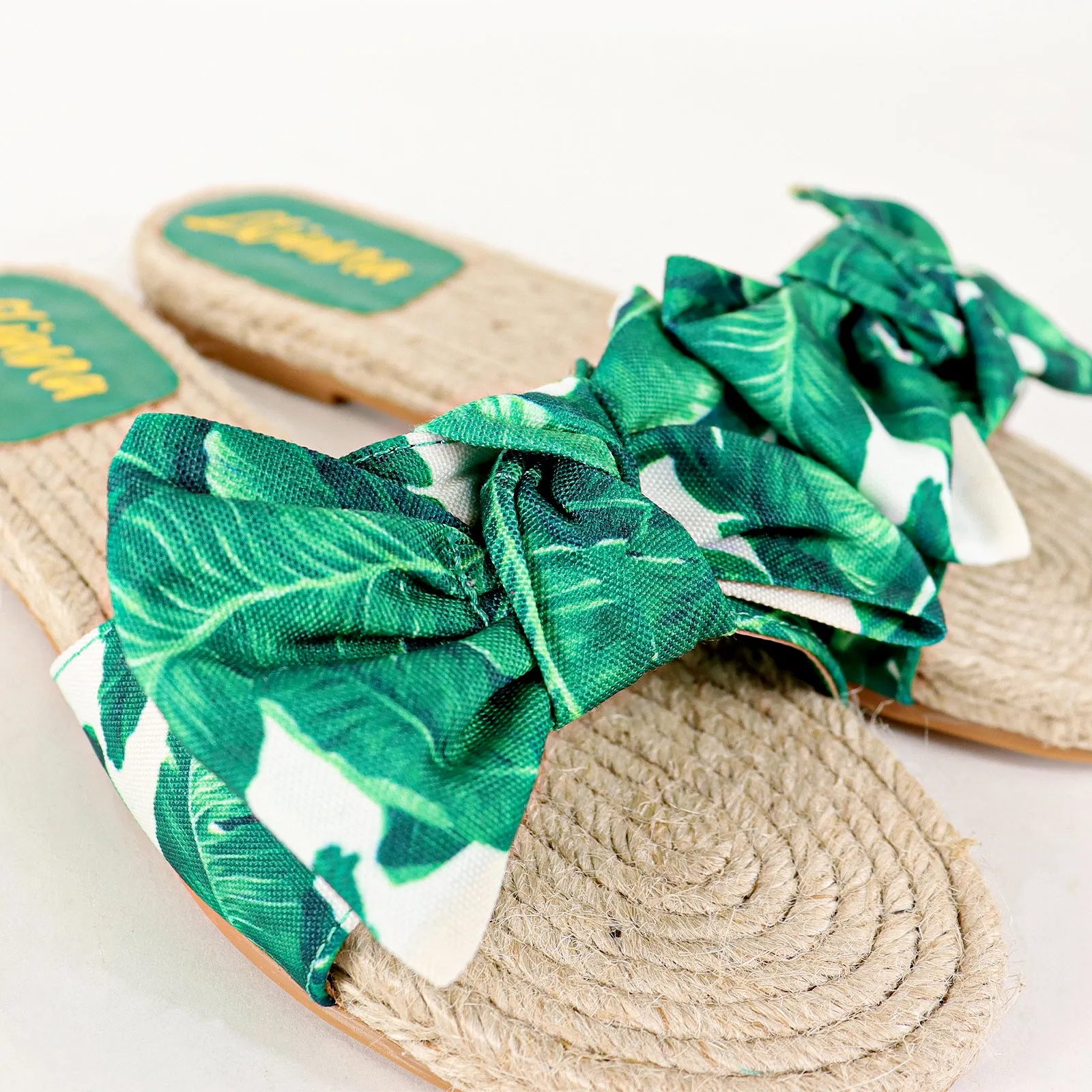 AILEEN-3 ESPADRILLE SLIDER WITH SINGLE BOW-PALM