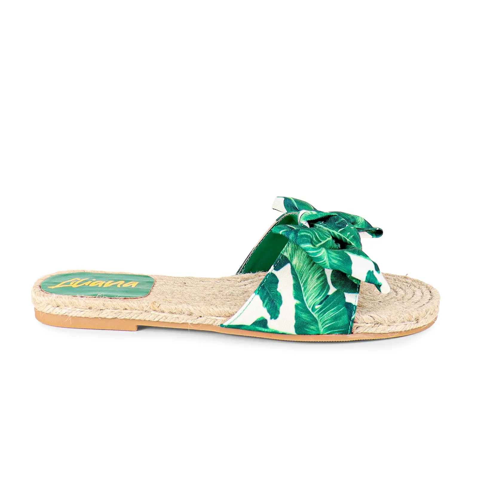 AILEEN-3 ESPADRILLE SLIDER WITH SINGLE BOW-PALM