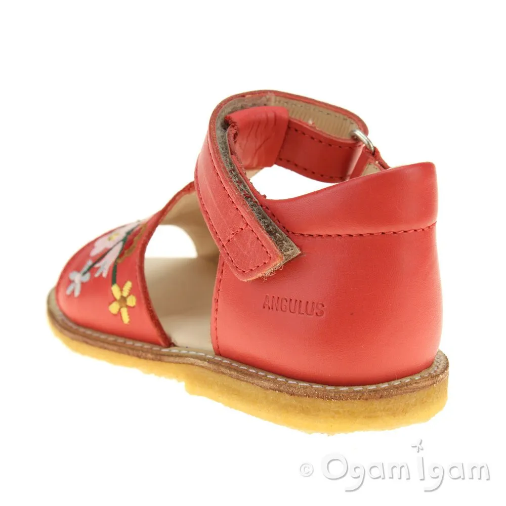 Angulus Girls Embroidered Red Coral Sandal