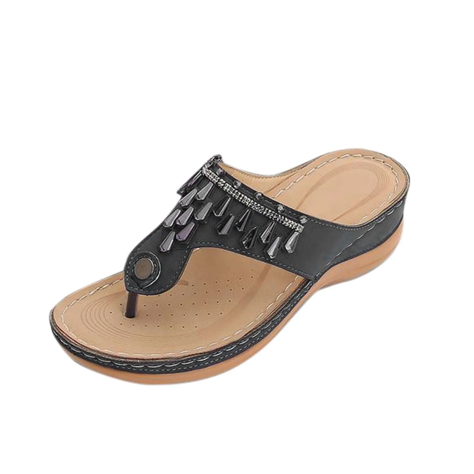 Anti-Slip Mid-Heel Wedge Flip-Flop Women'S Sandals