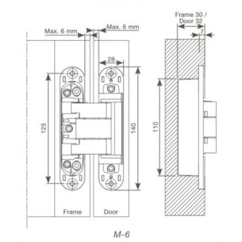 ARGENTA NEO M-6 3D Single Concealed Invisible Hinge