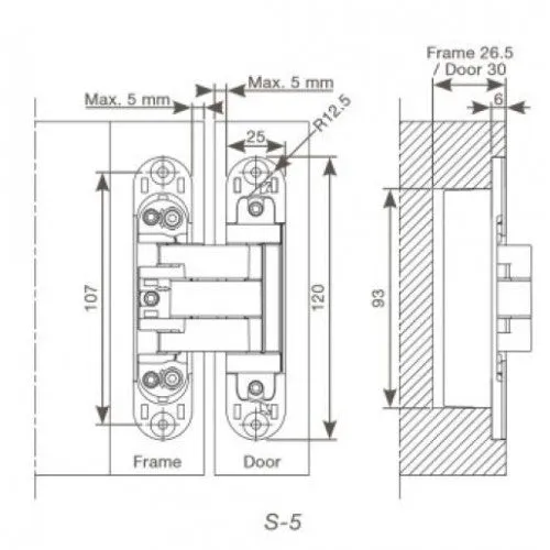 ARGENTA NEO S-5 3D Single Concealed Invisible Hinge