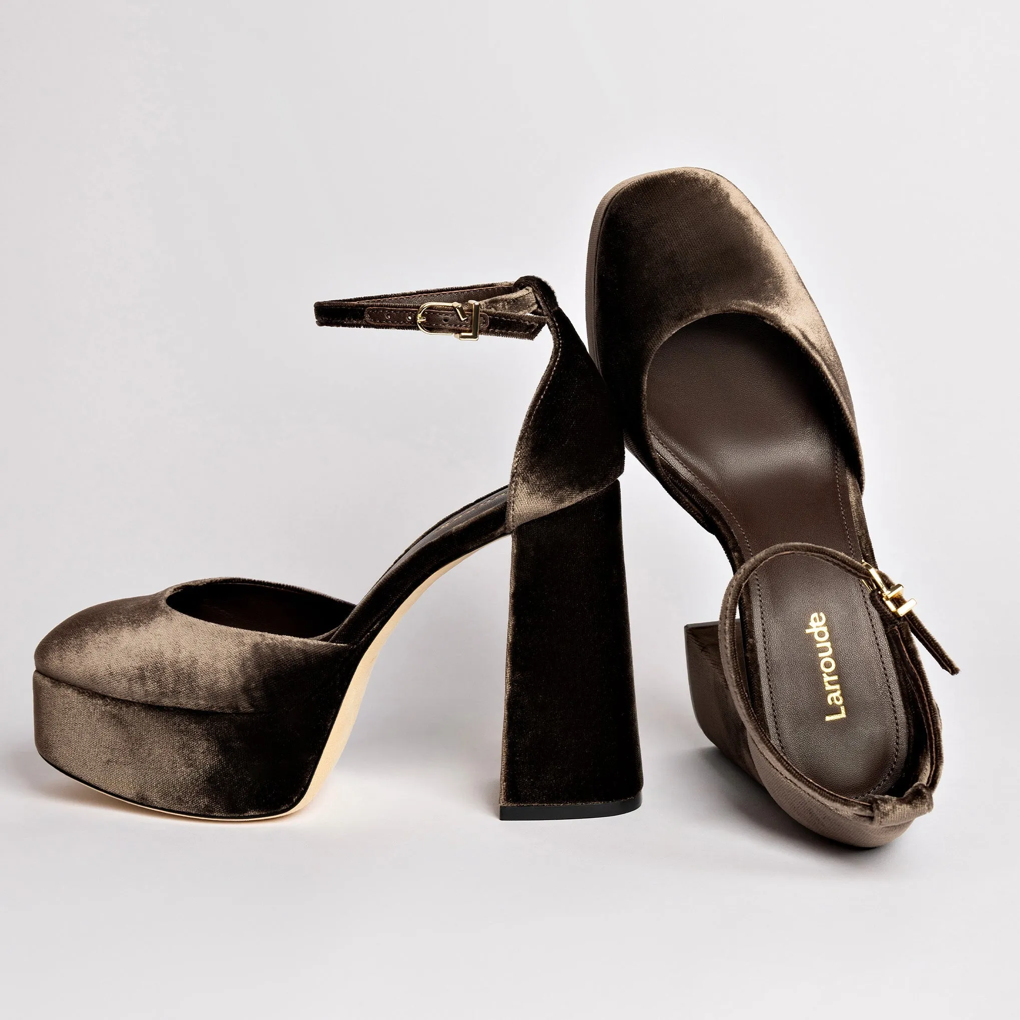 Ari Pump In Expresso Velvet by Larroudé