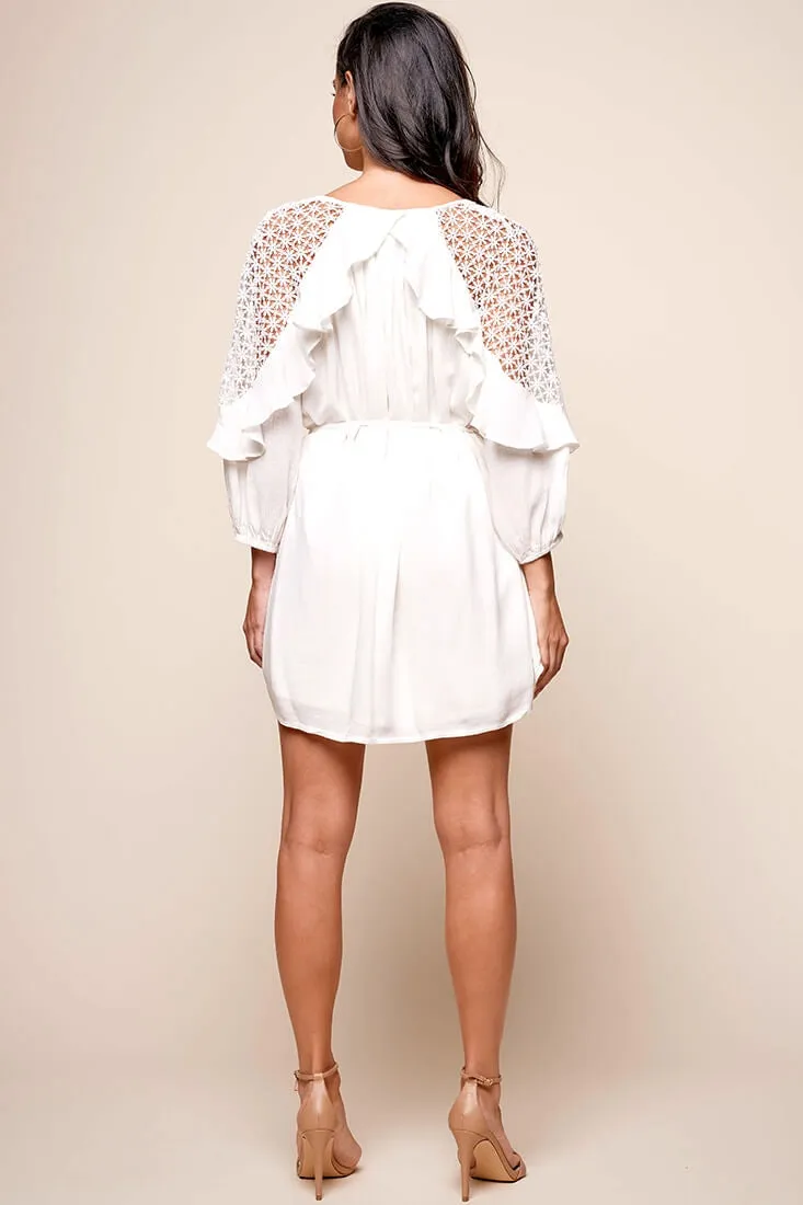 Arizona Waist-Tie Kaftan Dress White