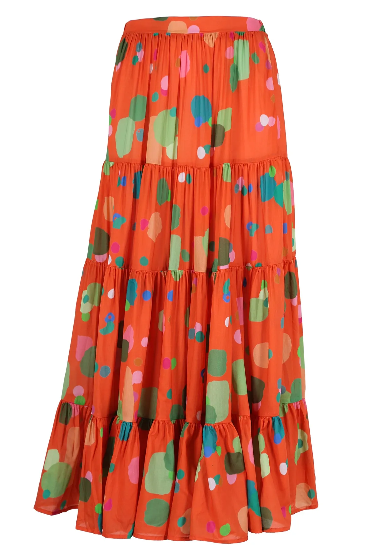 Astra LAX Tiered Skirt Orange in Cotton Voile