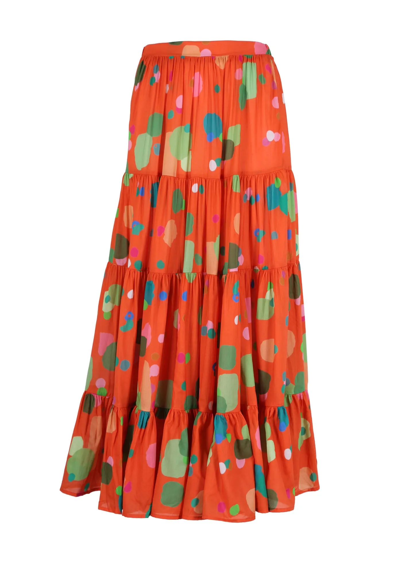 Astra LAX Tiered Skirt Orange in Cotton Voile