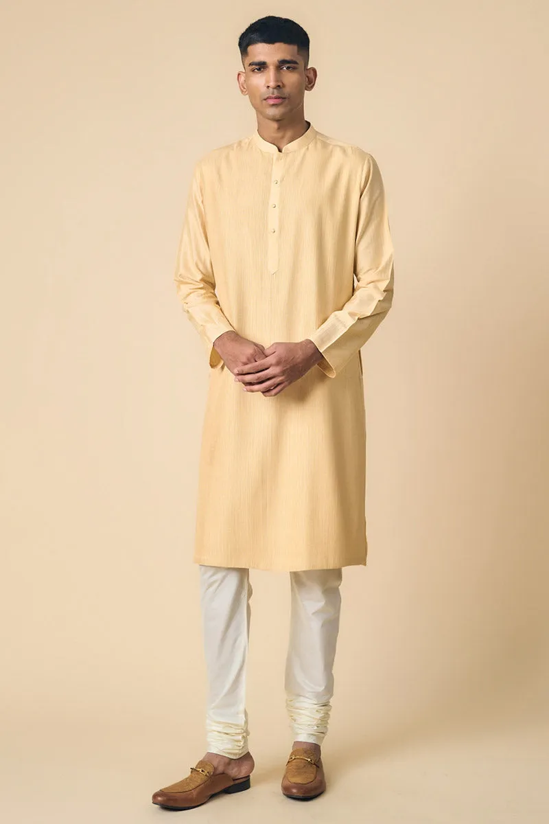 Beige Textured Kurta Set