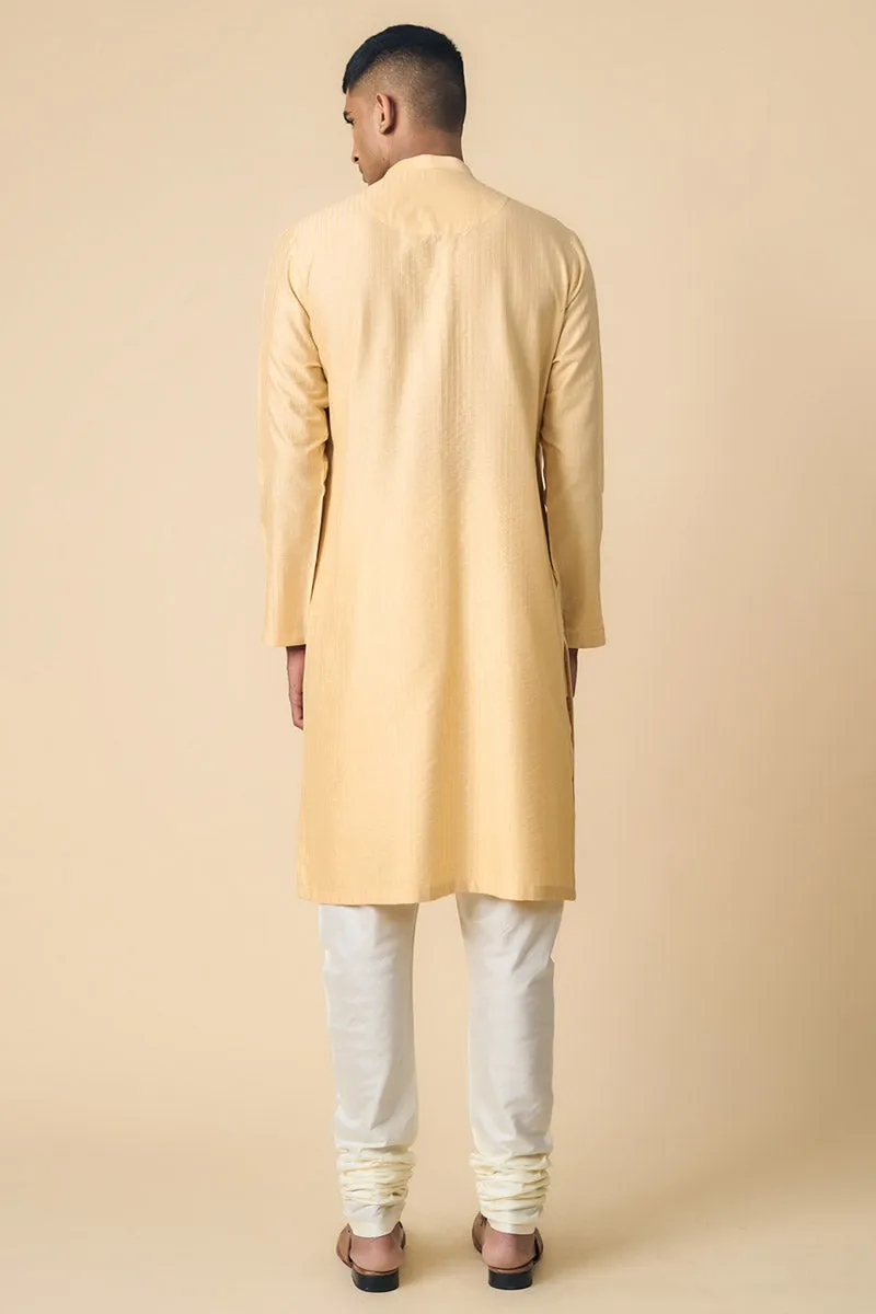 Beige Textured Kurta Set