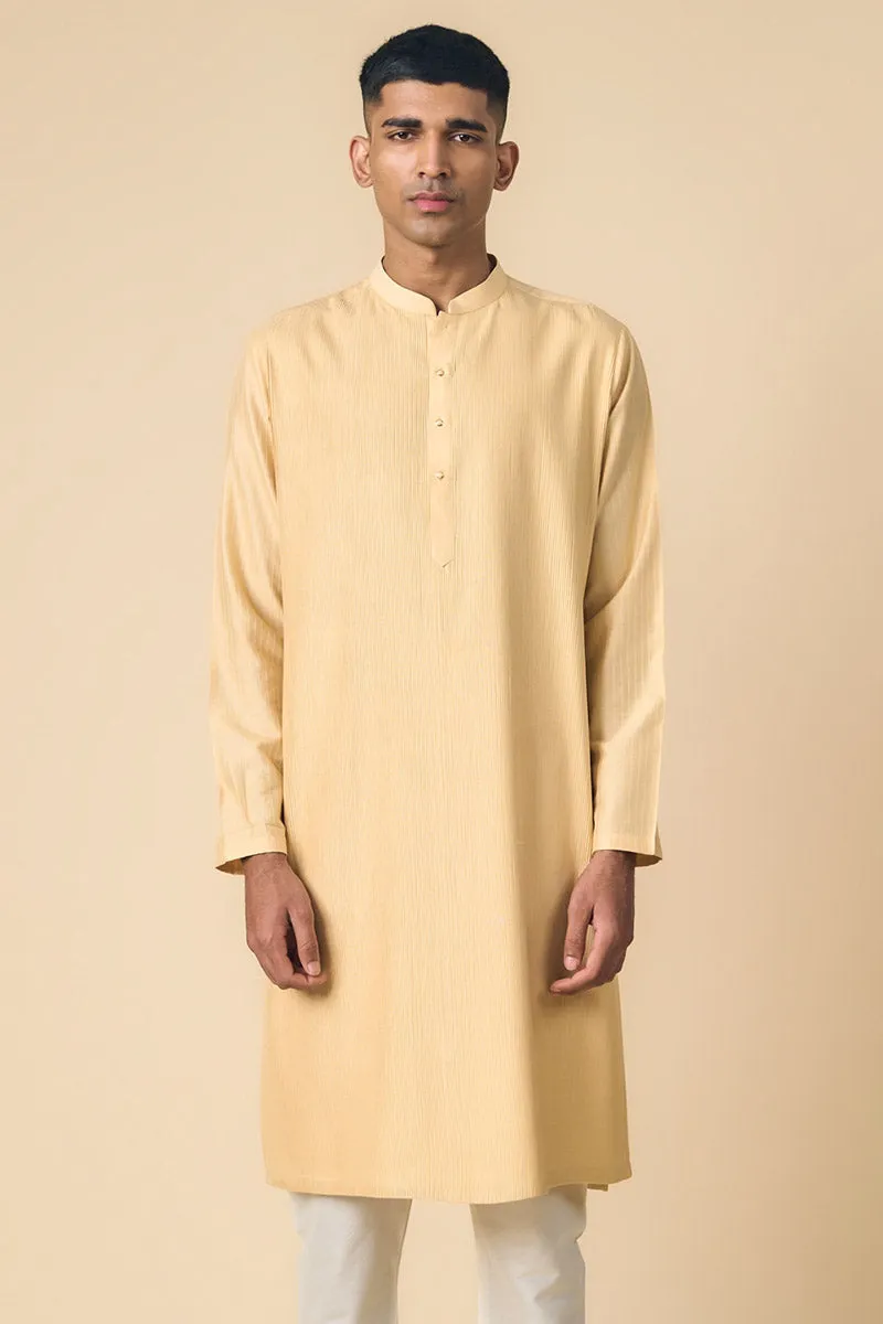 Beige Textured Kurta Set