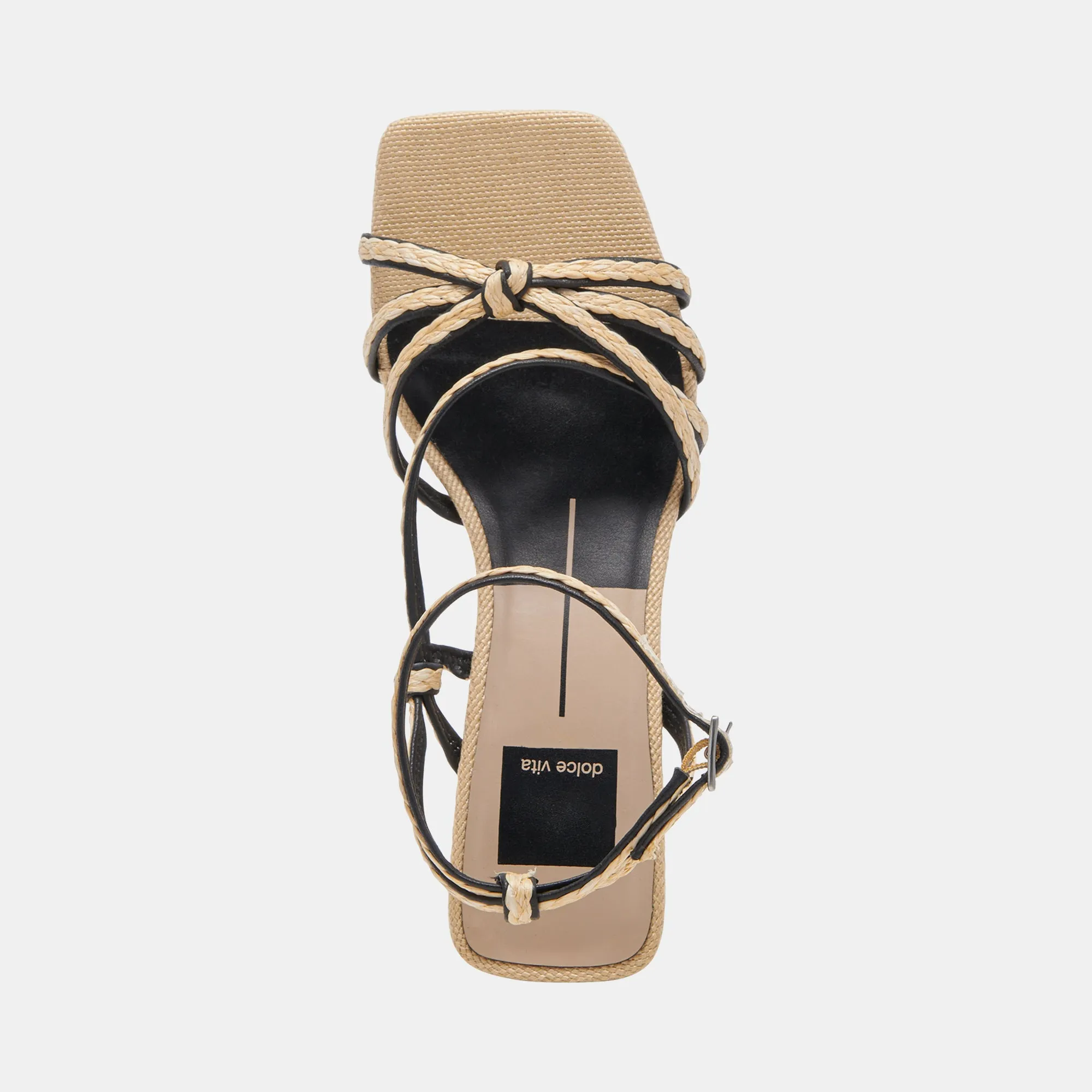 BEV BRAID HEELS BLACK NATURAL JUTE