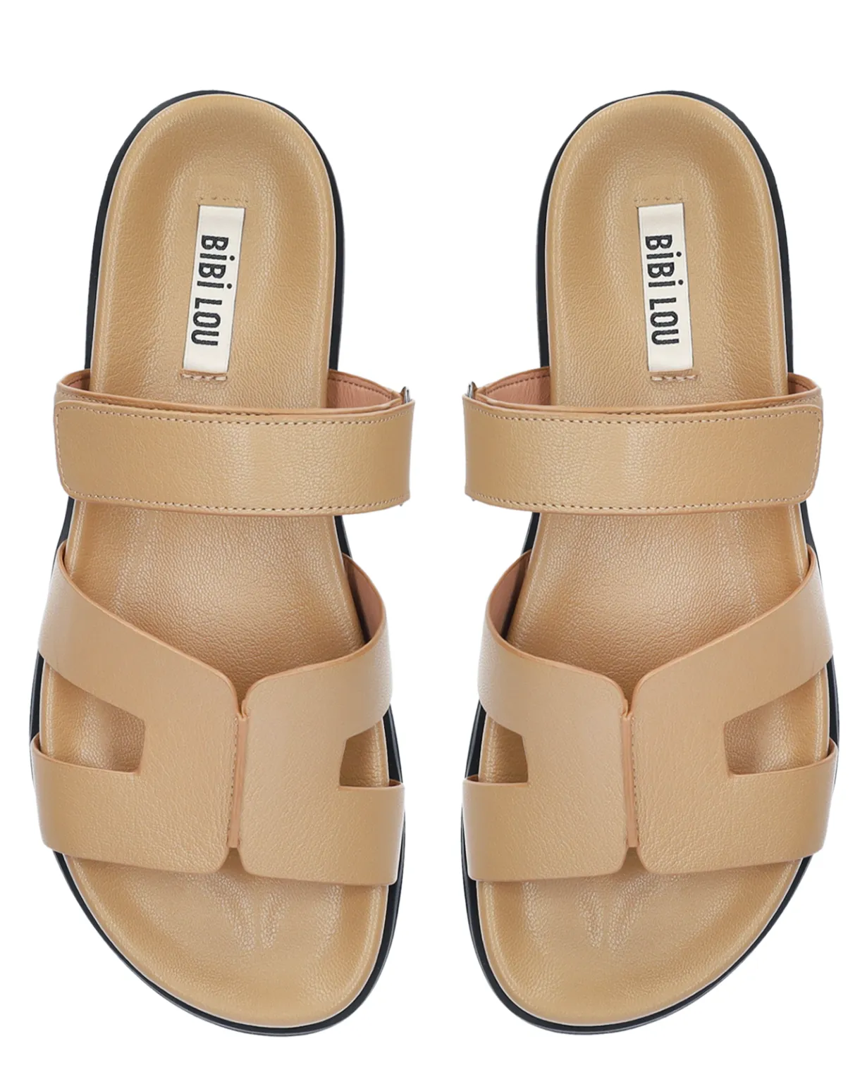 Bibi Lou Minty Camel Leather Flat Sandals