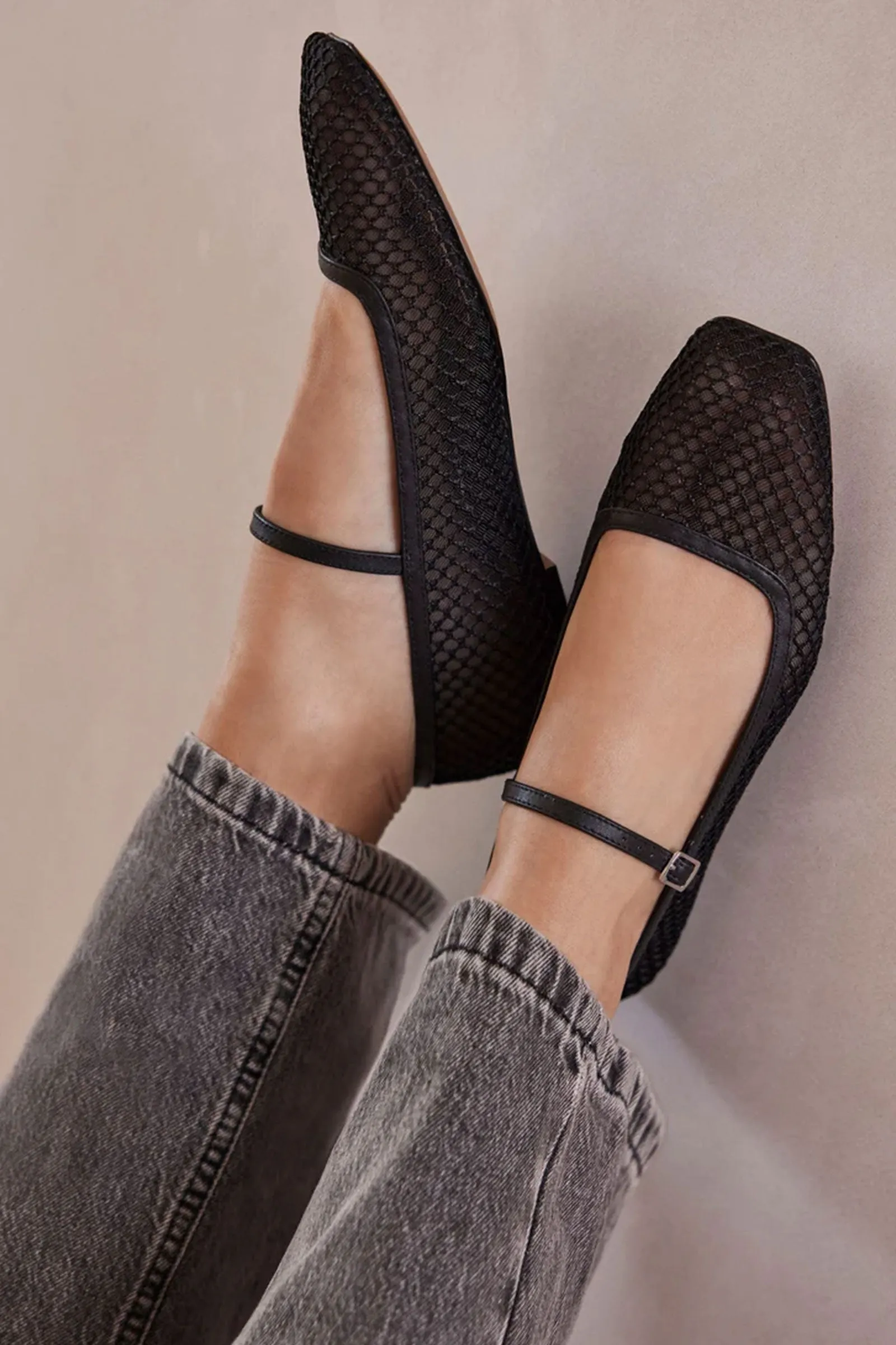 Black Mesh Ballet Pumps