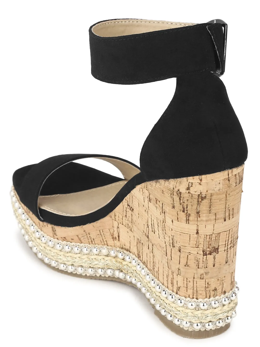 Black Micro Embellished Wedges