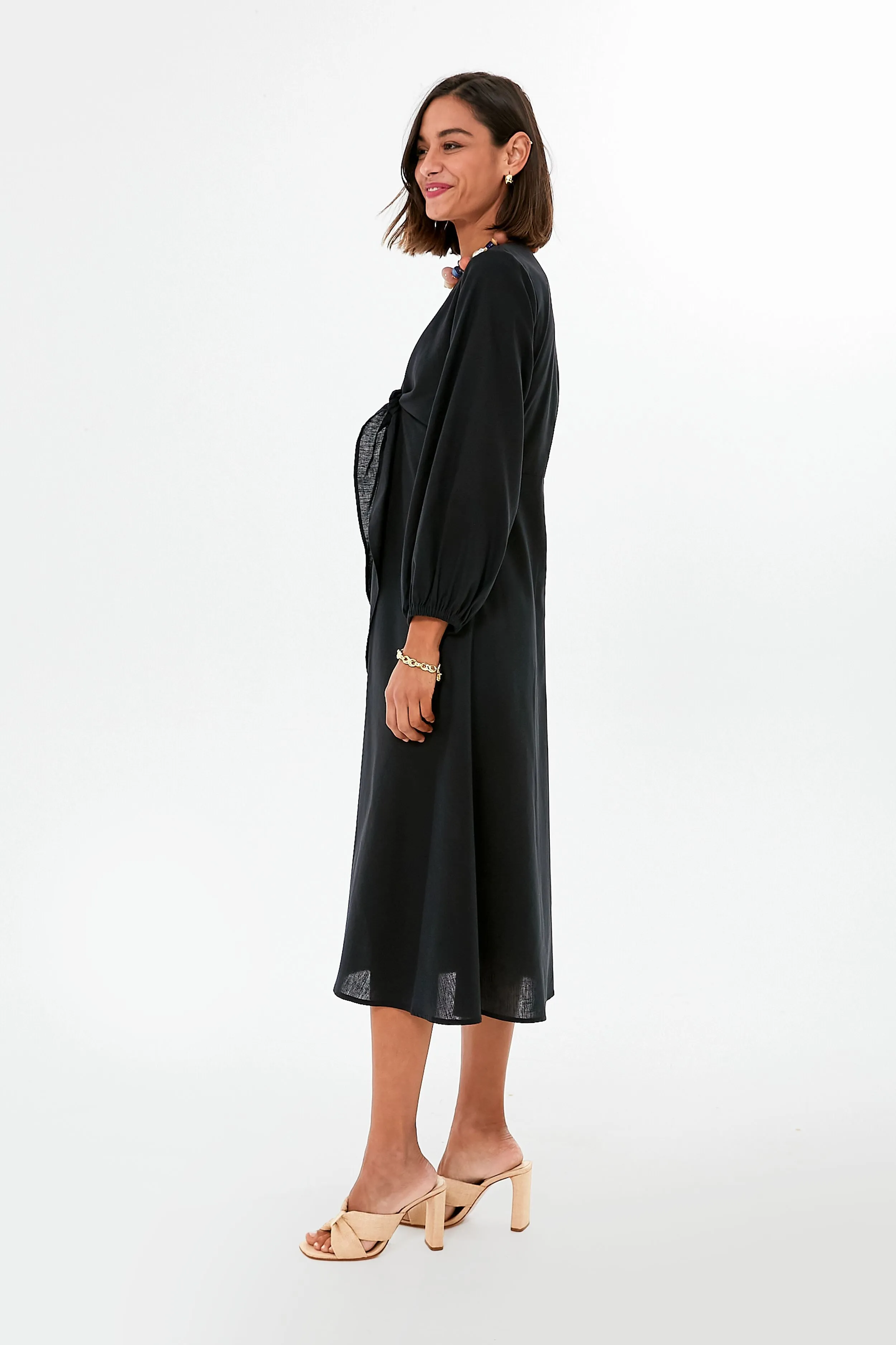 Black Novella Midi Dress