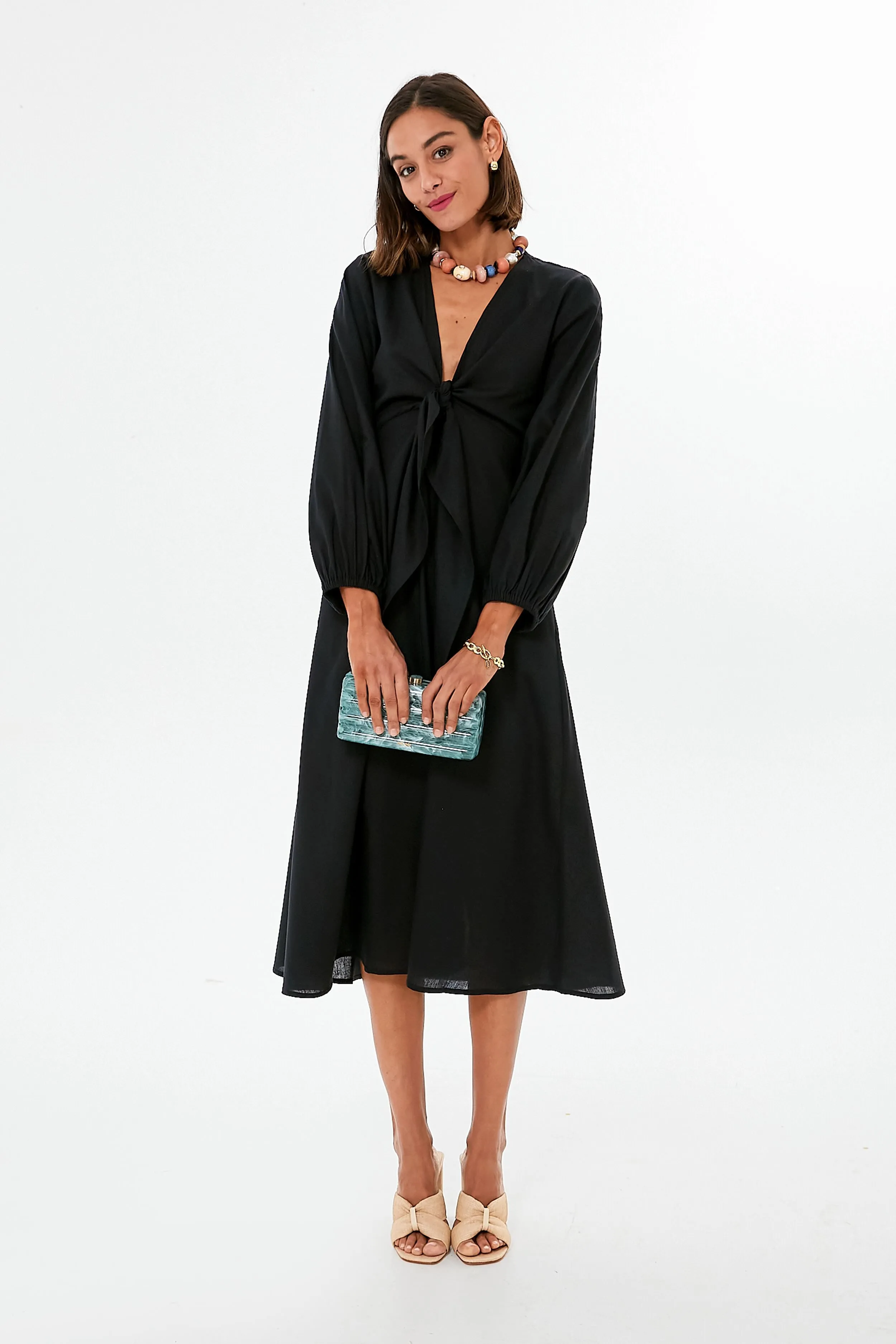 Black Novella Midi Dress