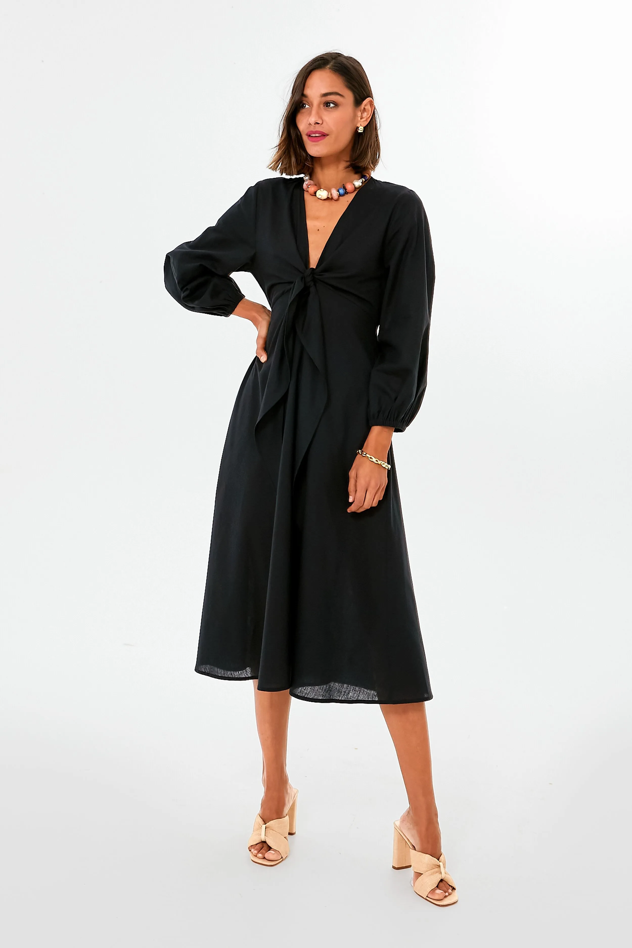 Black Novella Midi Dress