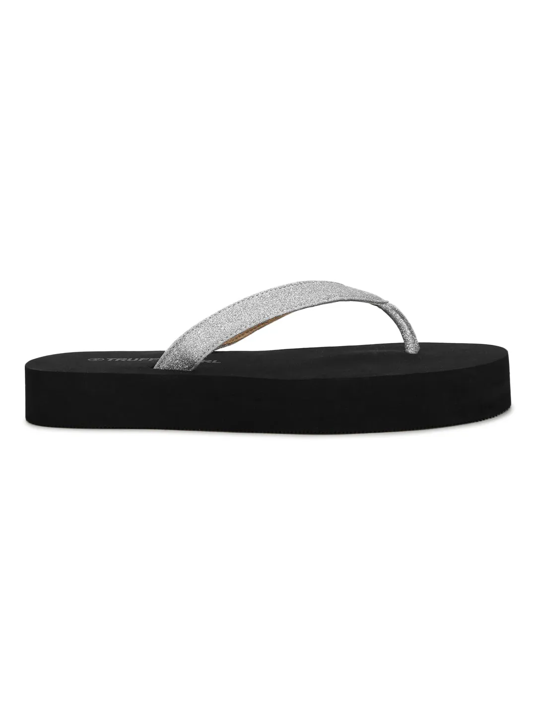 Black PU Silver Strap Slip Ons