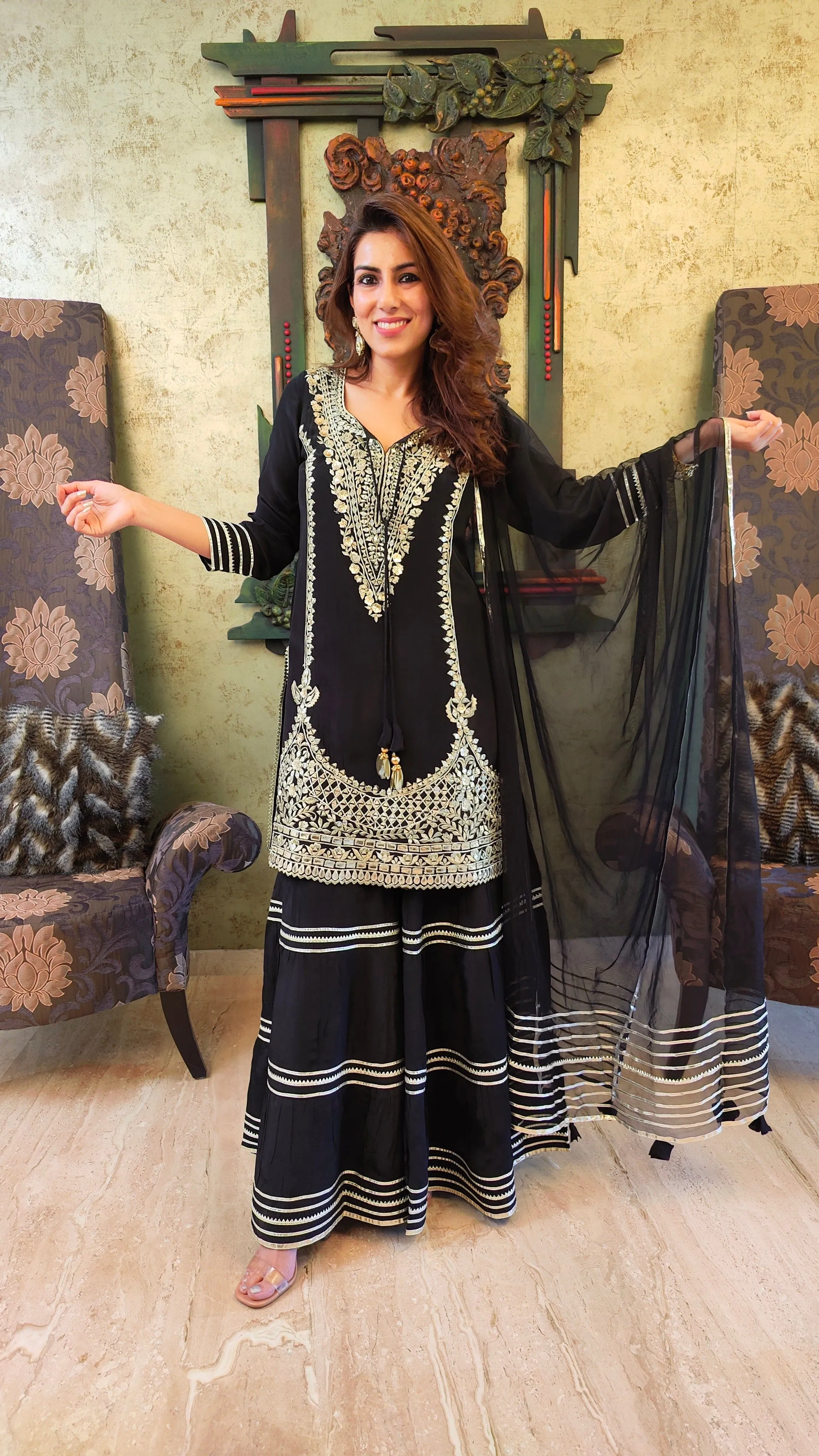 Black Sharara Set