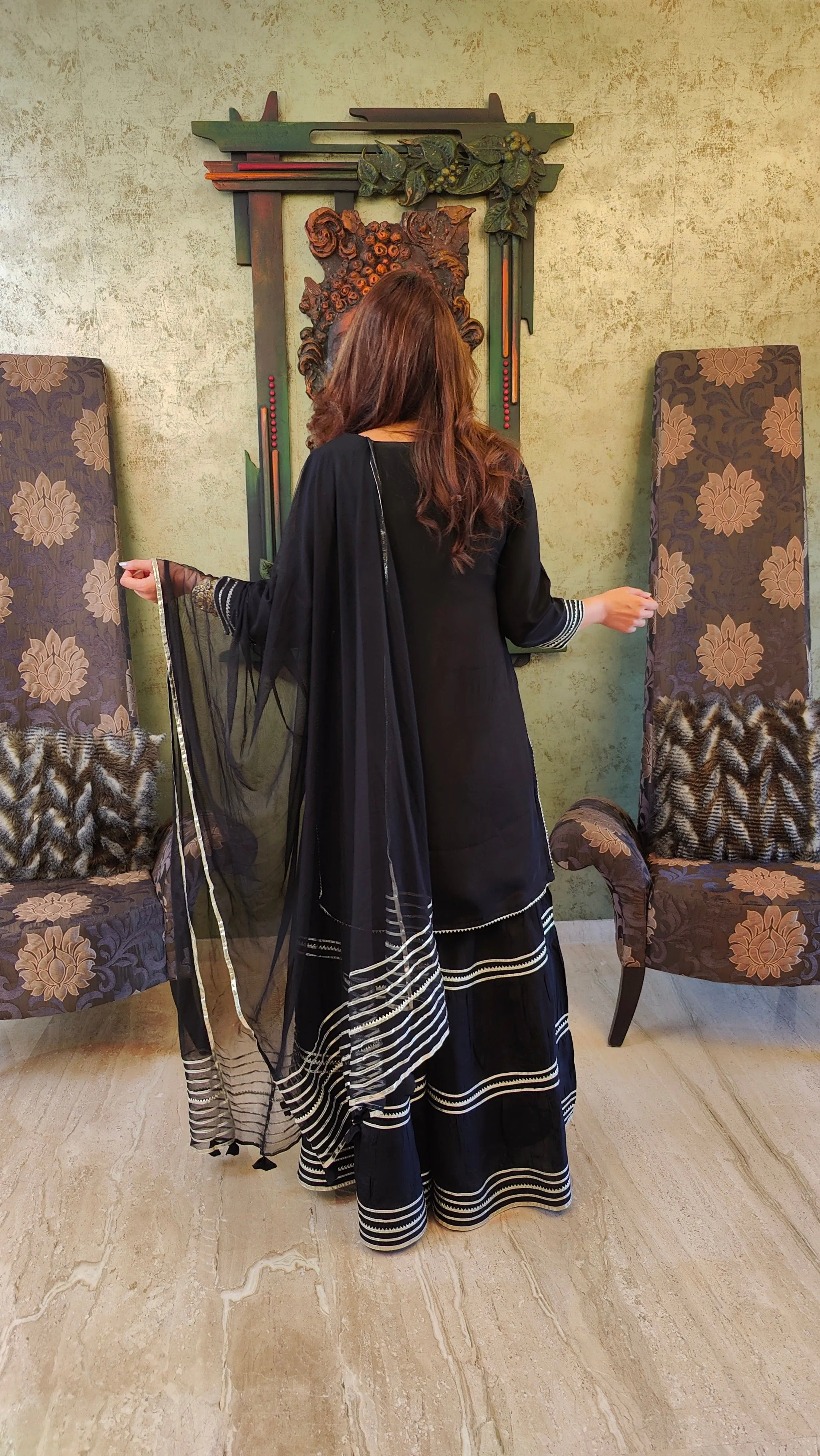 Black Sharara Set