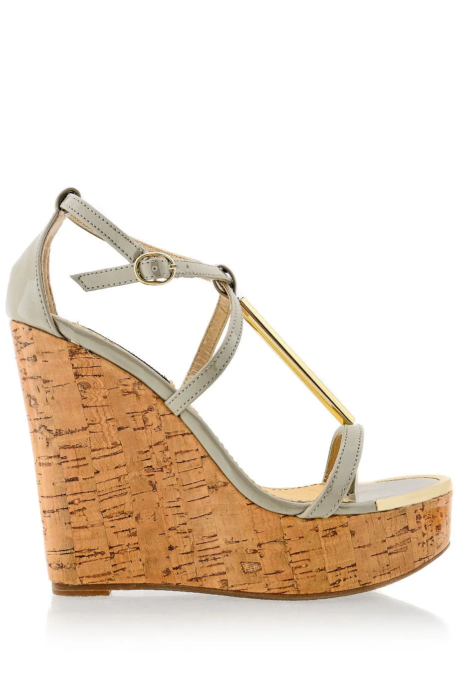 BLINK WINONA Taupe Patent Cork Wedges