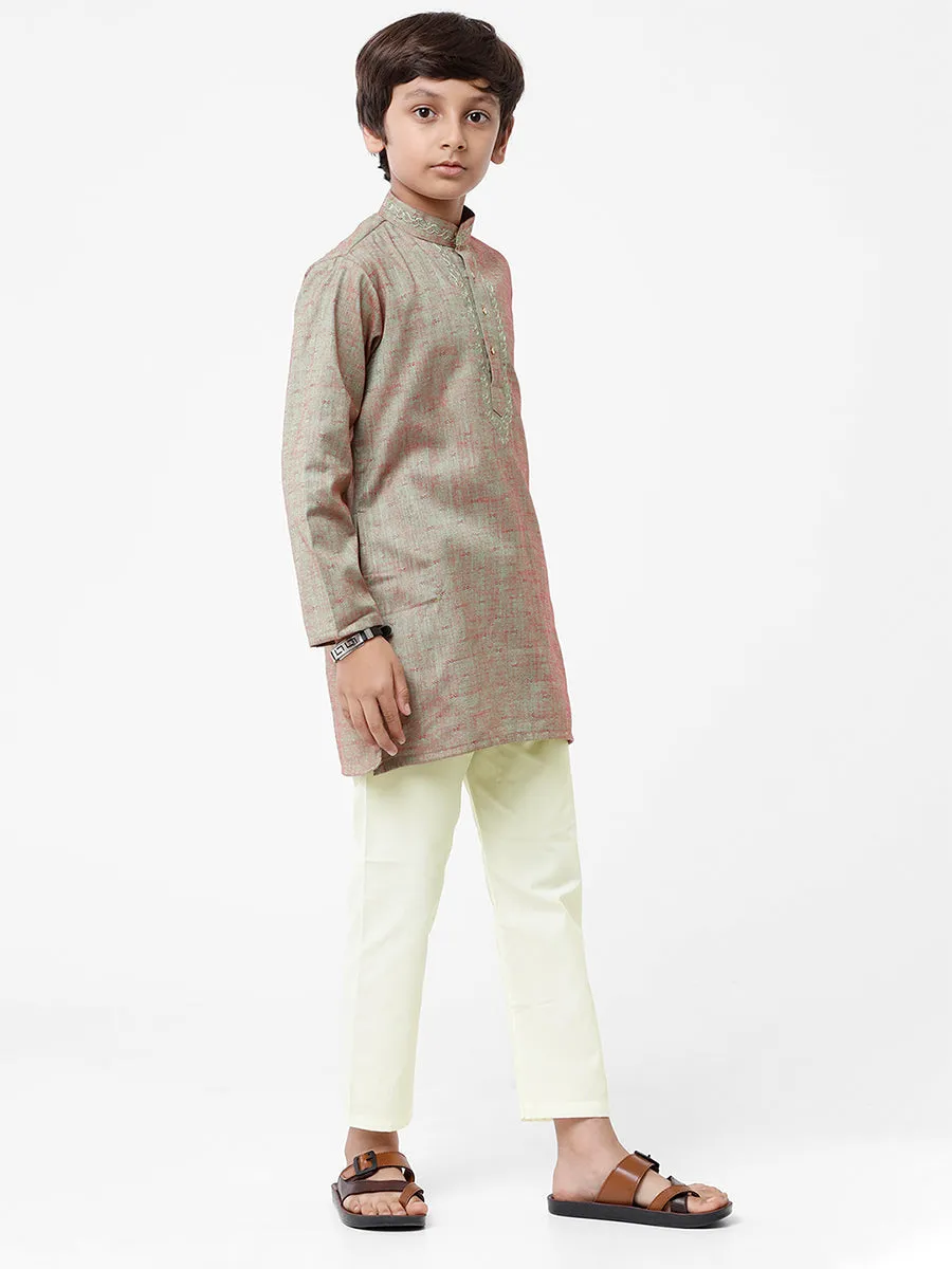 Boys Best Kurta Pyjama Set Grey