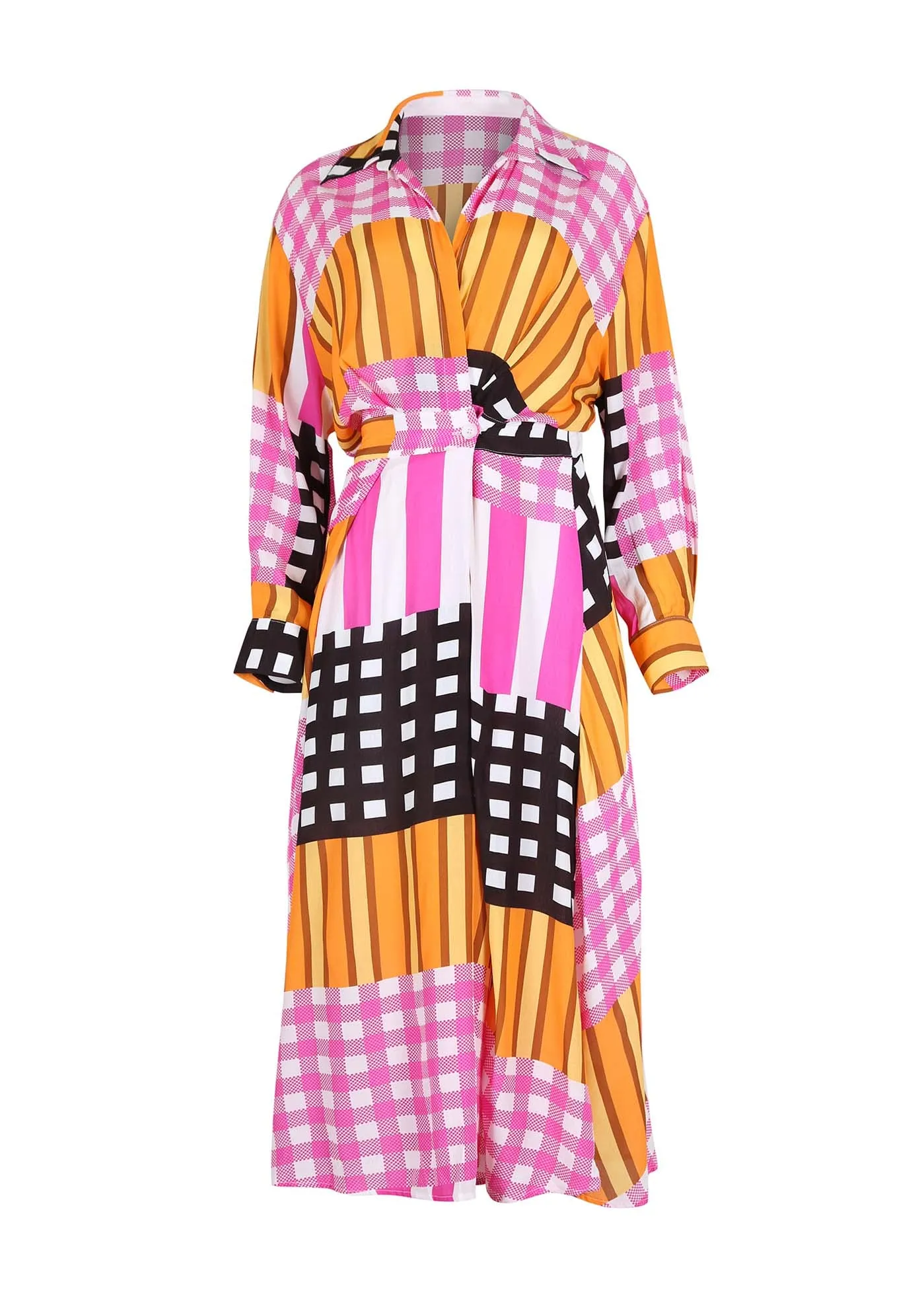 Central Park Parisian Midi Wrap Dress Pink in Viscose