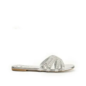 Chic Silver Embellished Flats | 585J-S