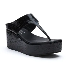 Coconuts Lyric Black Platform Crocodile Print