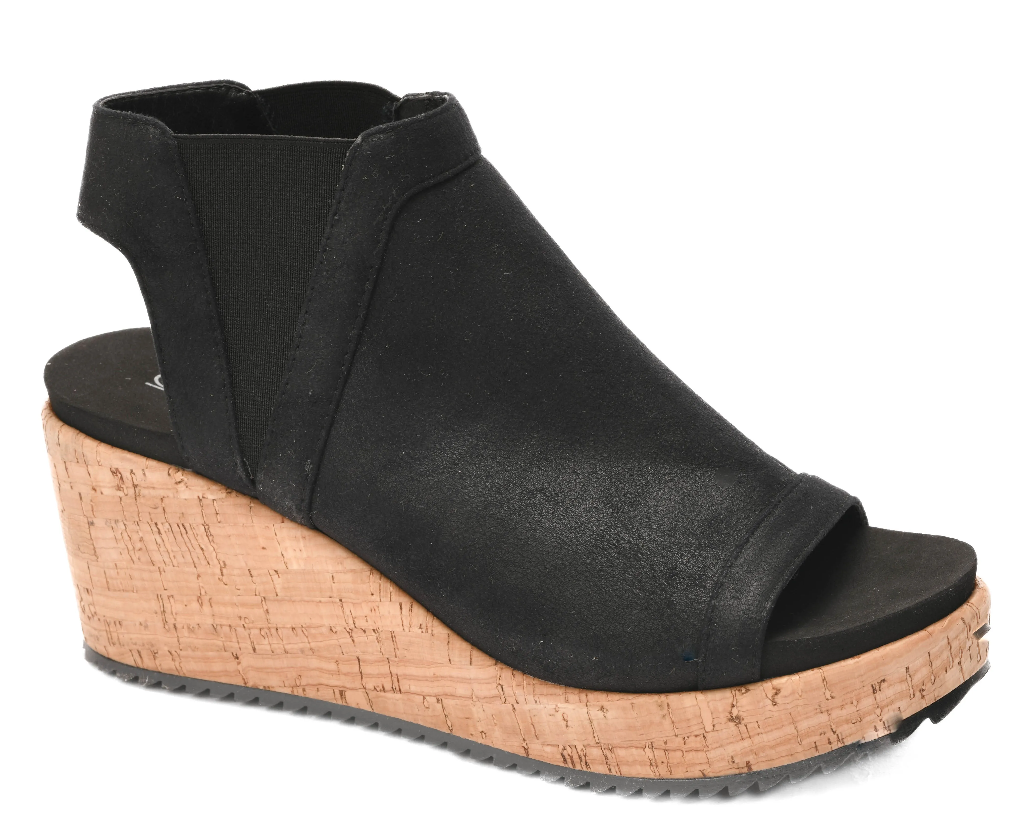 Corkys Women's Easy Now Wedge Sandal - Black Oil 41-0383