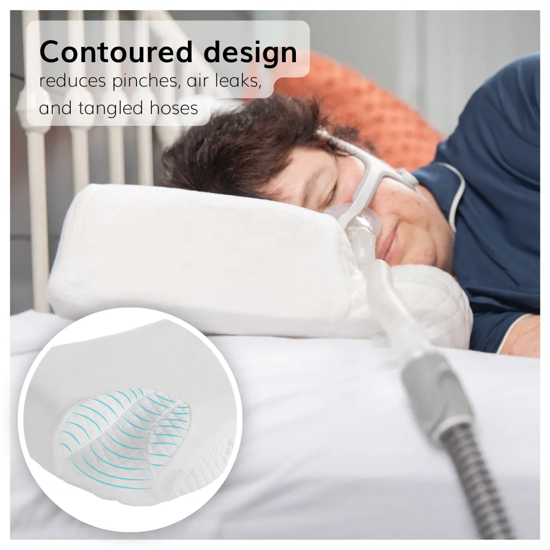 CPAP Side Sleeper Pillow | Contoured Positional Wedge for Sleep Apnea Treatment and Snoring Prevention