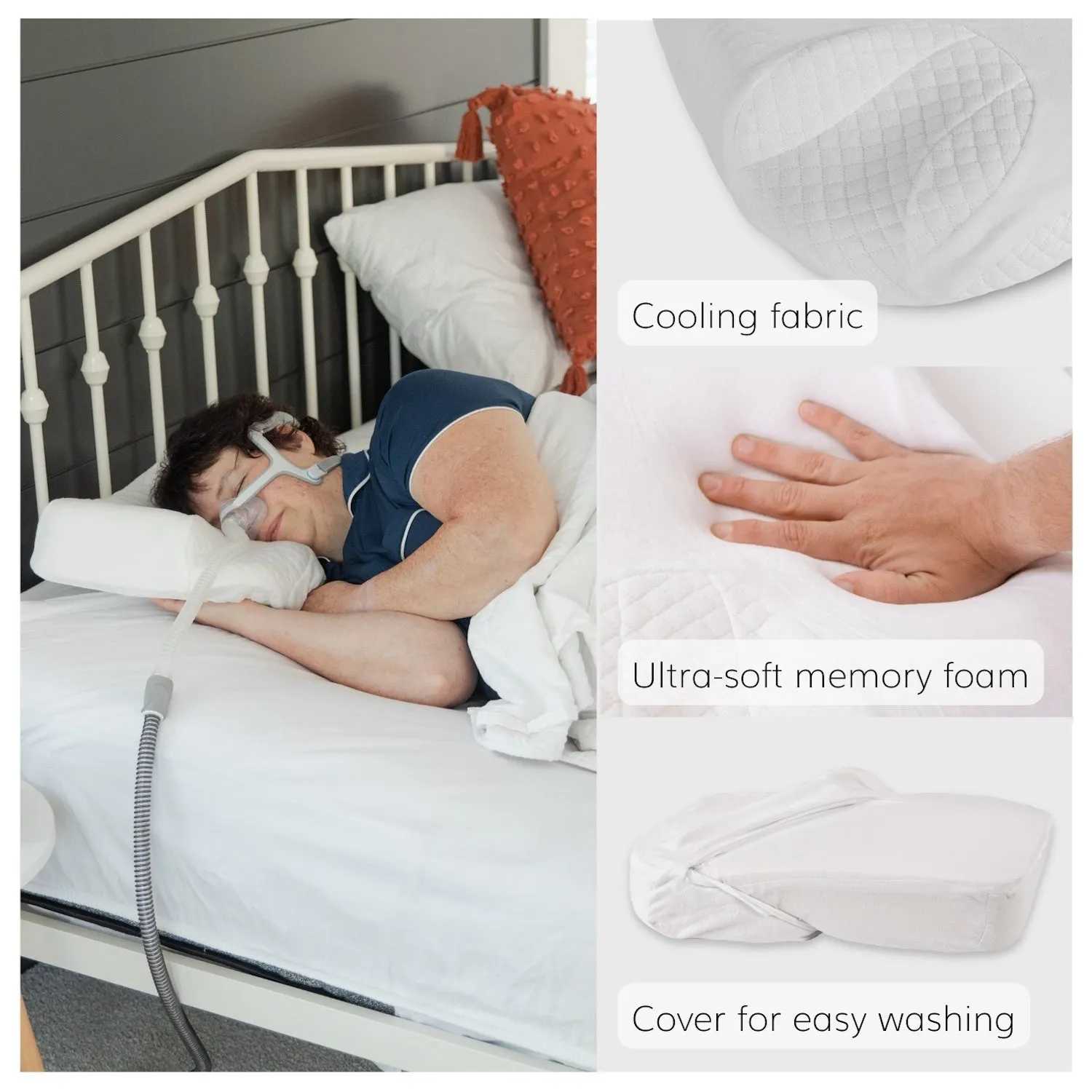 CPAP Side Sleeper Pillow | Contoured Positional Wedge for Sleep Apnea Treatment and Snoring Prevention