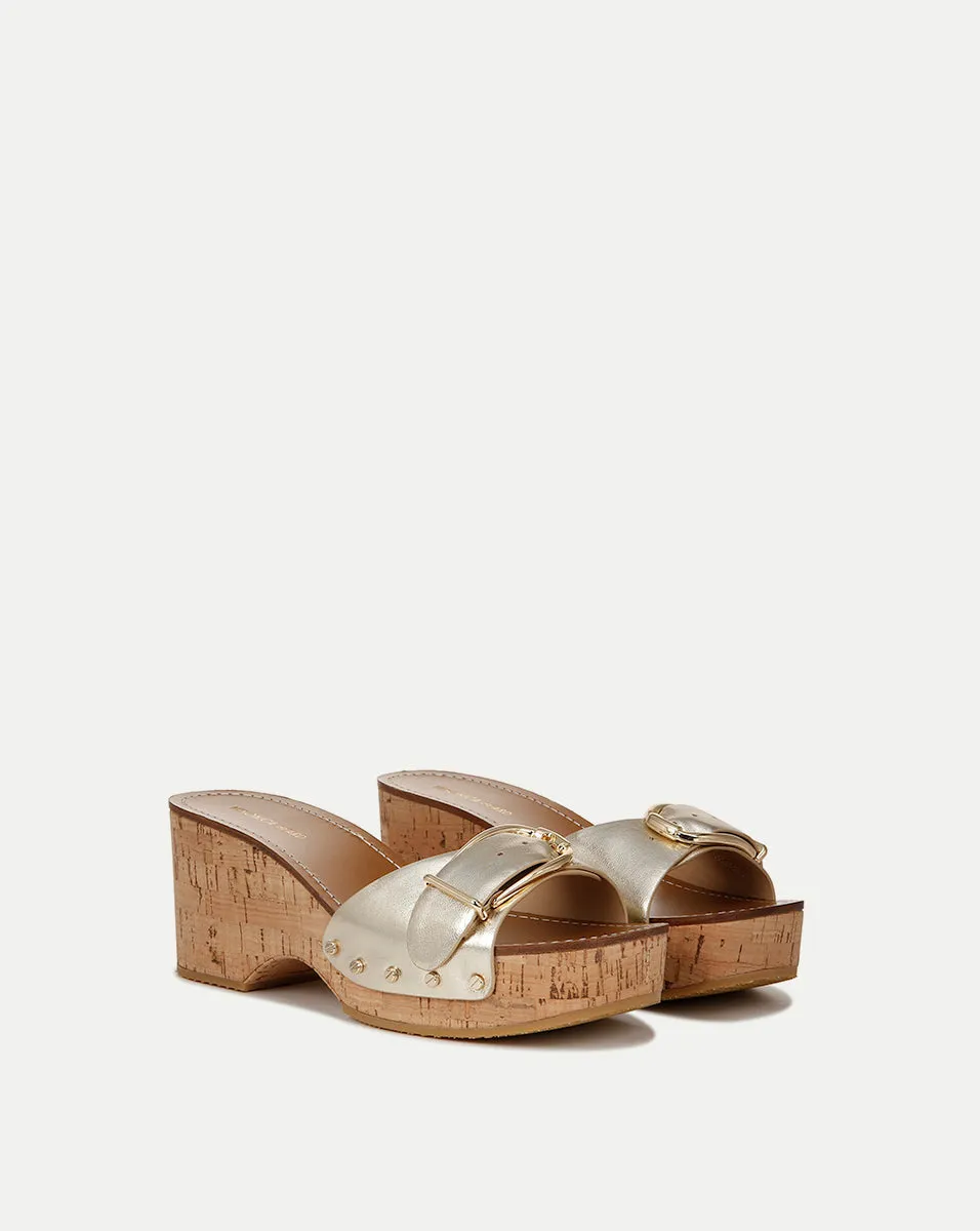 Dallas Metallic Leather Buckle Sandal