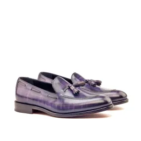 DapperFam Luciano in Purple / Denim Men's Hand-Painted Patina Loafer