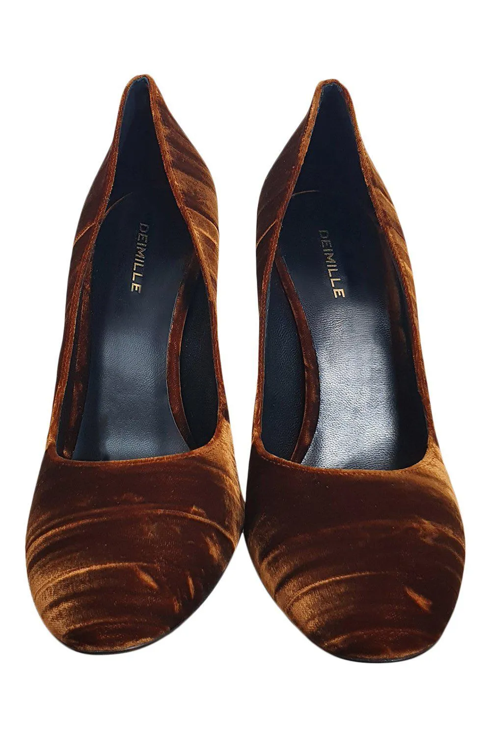 DEIMILLE Velvet Bronze Almond Toe High Heel Pumps (41)