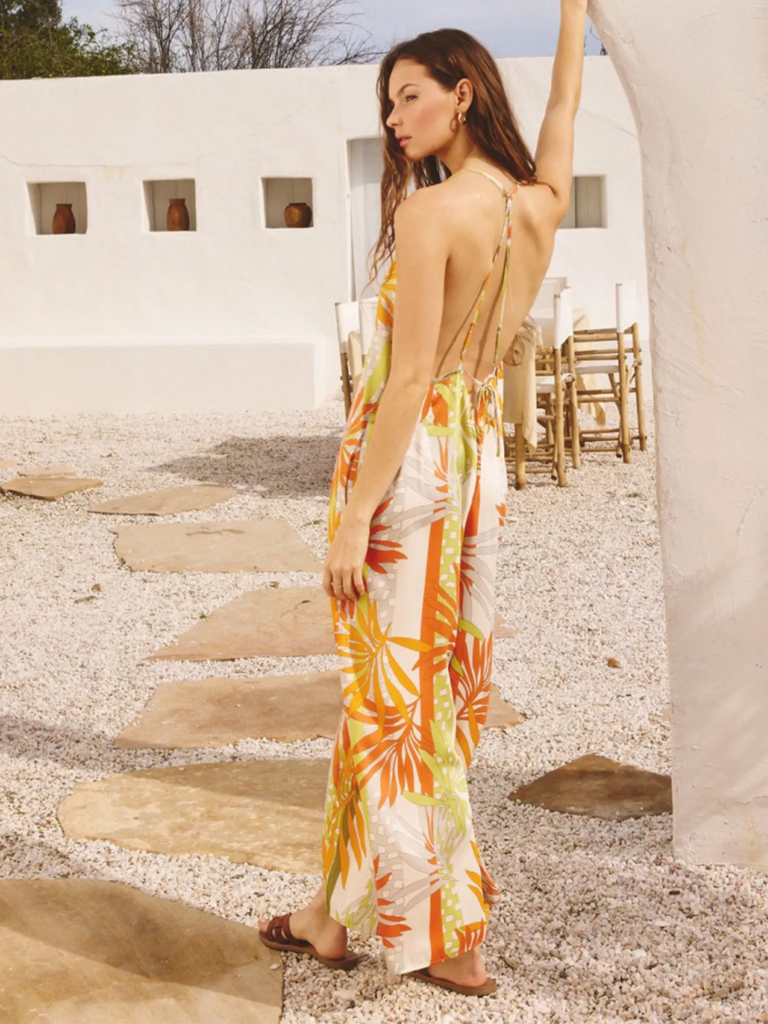 Dress Forum Strappy Back Leaf Print Jumpsuit - Brands We Love