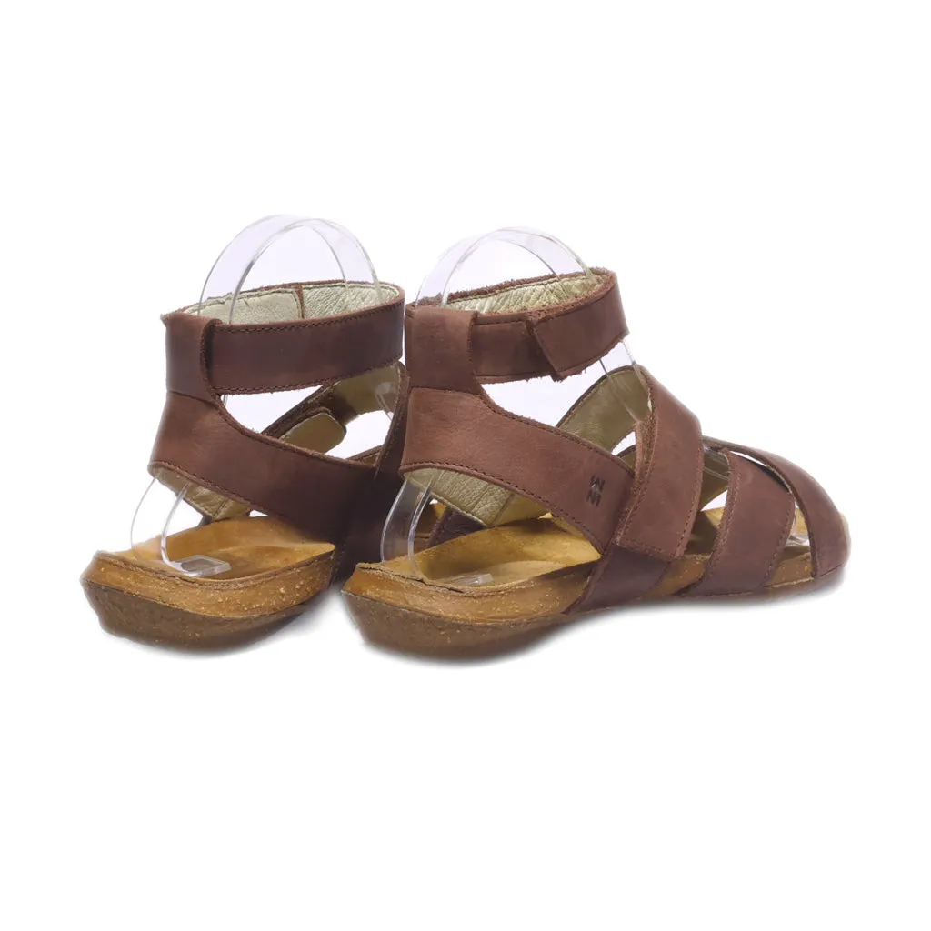 El Naturalista Flat Sandals Leather Brown Colour For Women