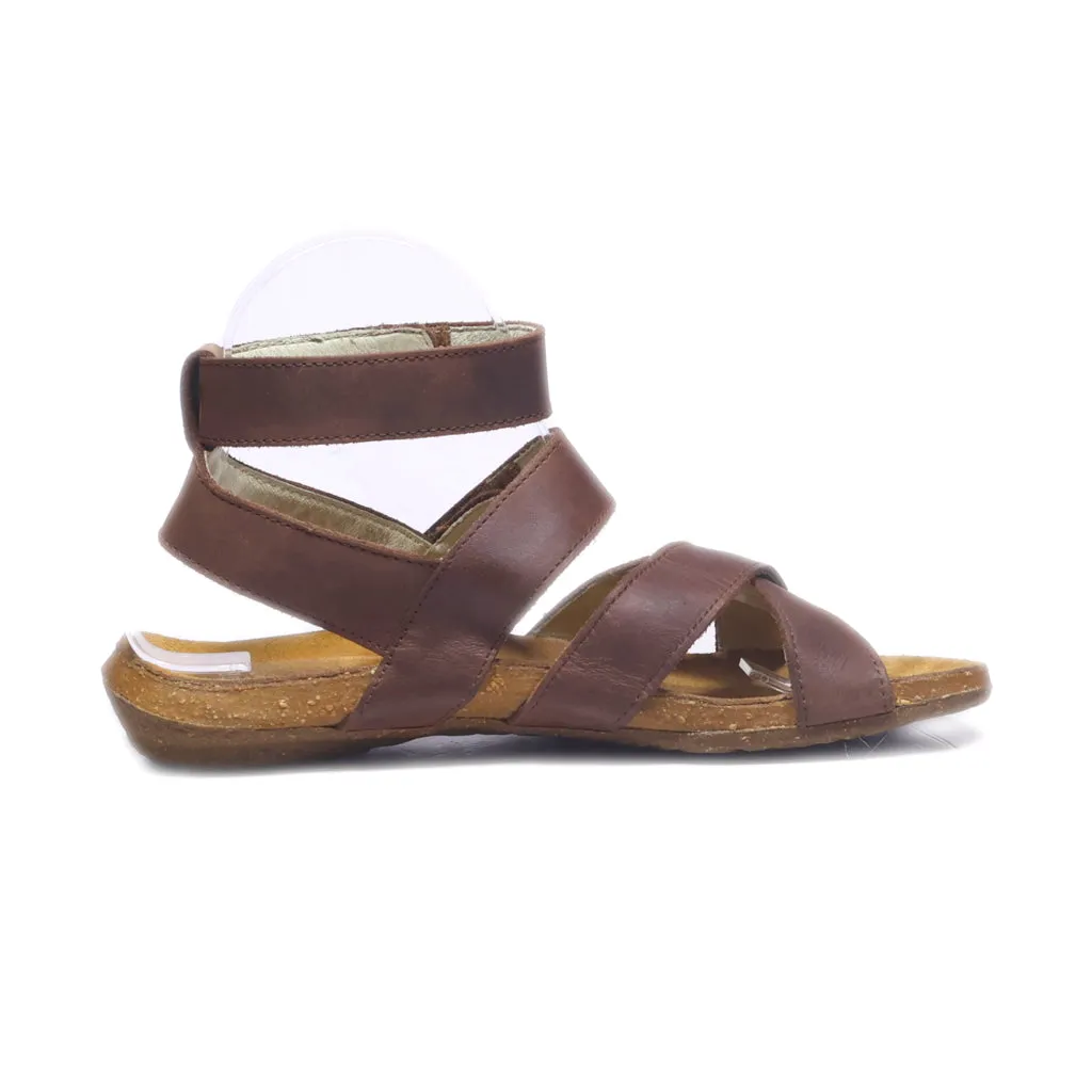 El Naturalista Flat Sandals Leather Brown Colour For Women