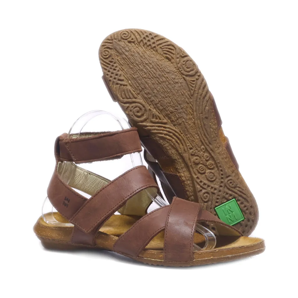 El Naturalista Flat Sandals Leather Brown Colour For Women