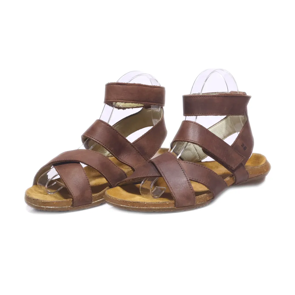 El Naturalista Flat Sandals Leather Brown Colour For Women