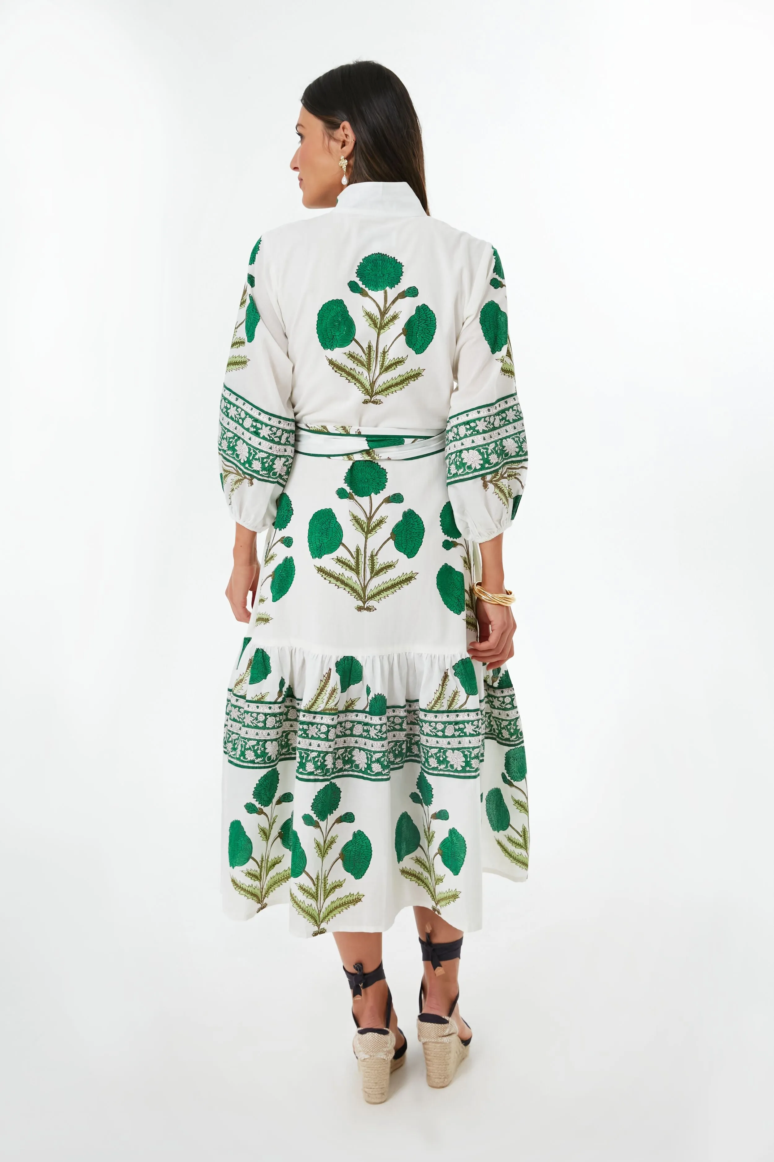 Exclusive Emerald Marigold Flounce Dress