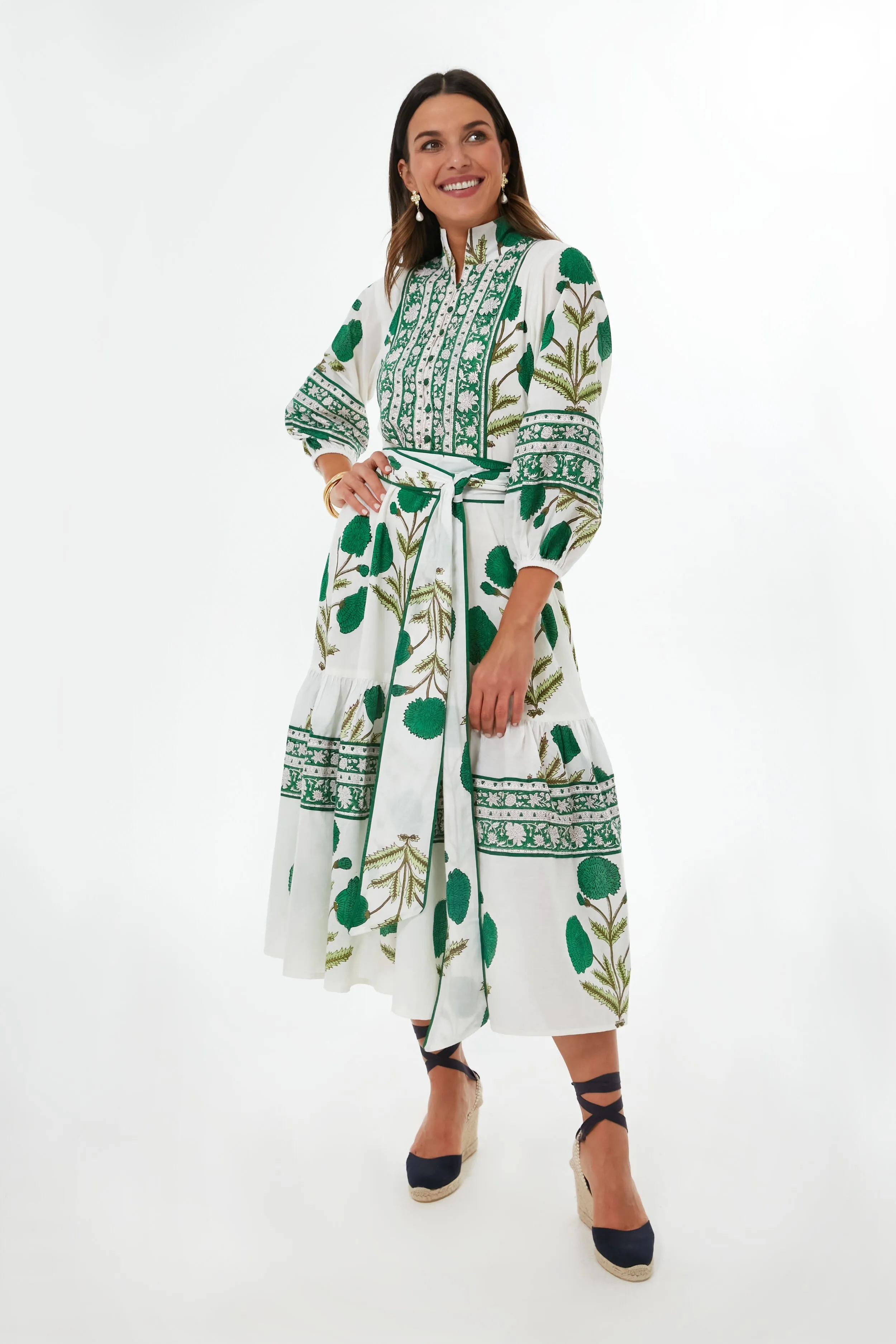 Exclusive Emerald Marigold Flounce Dress