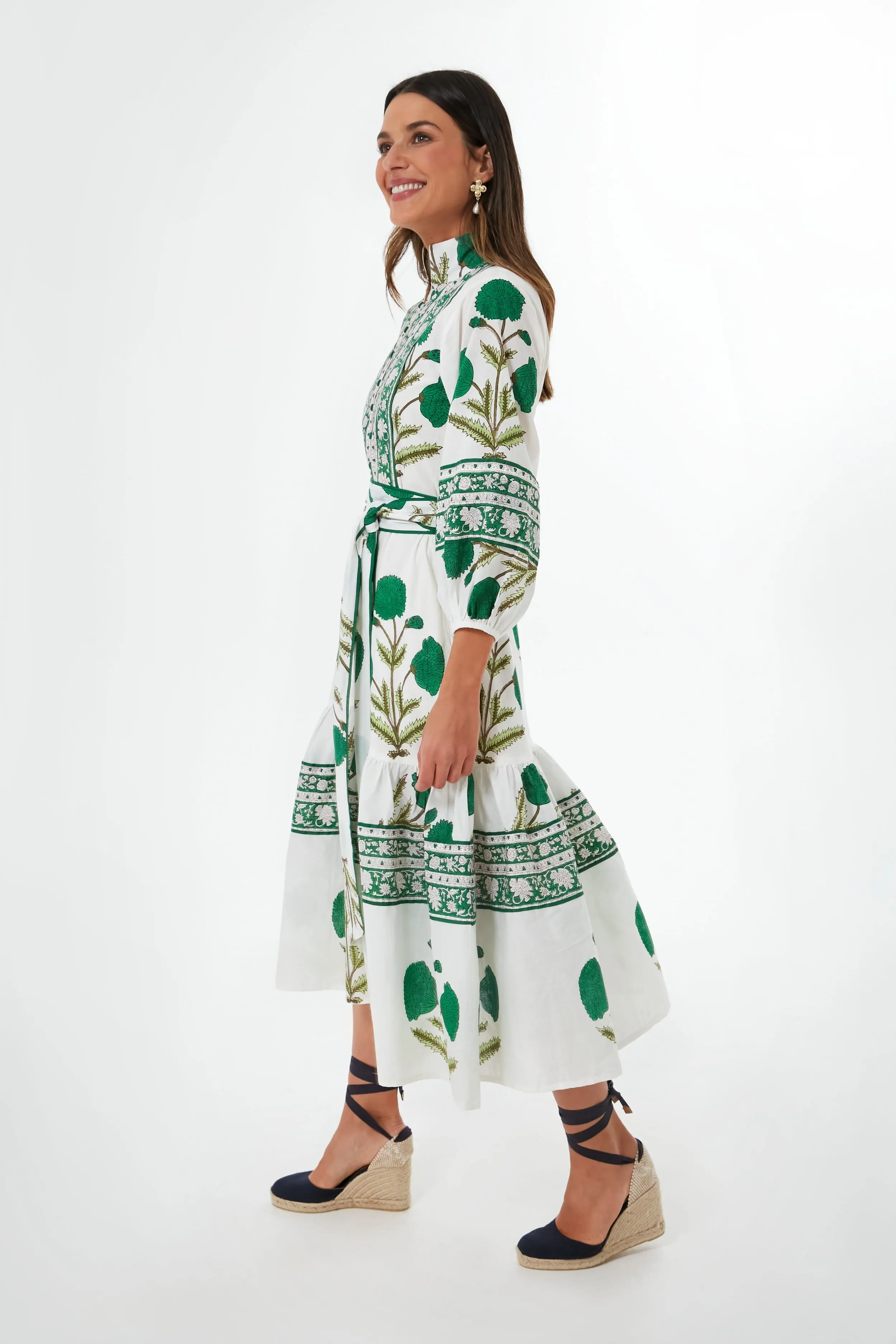 Exclusive Emerald Marigold Flounce Dress