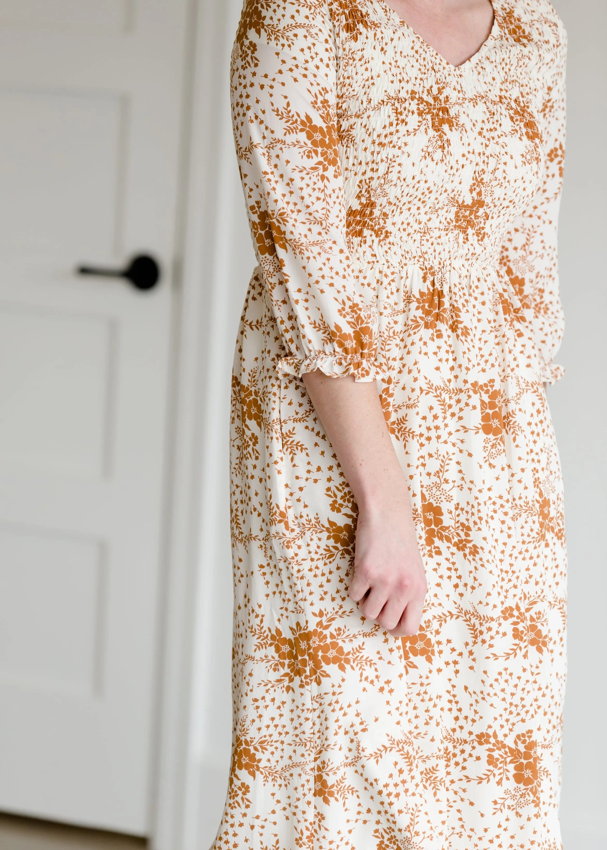 Floral Smocked Midi Dress