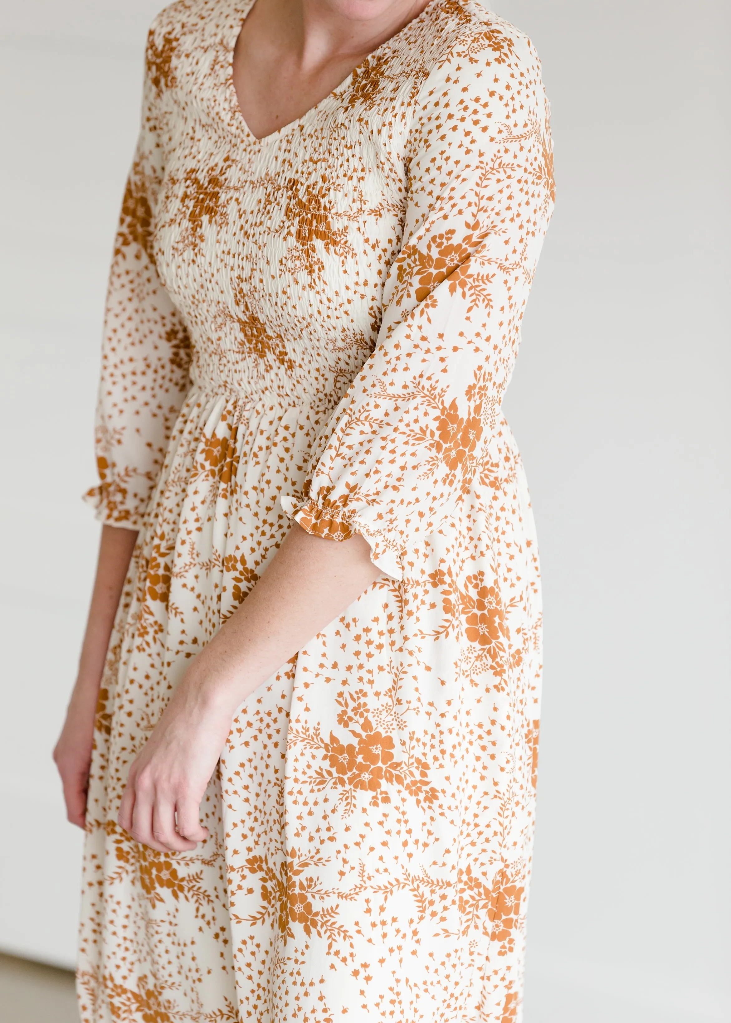 Floral Smocked Midi Dress